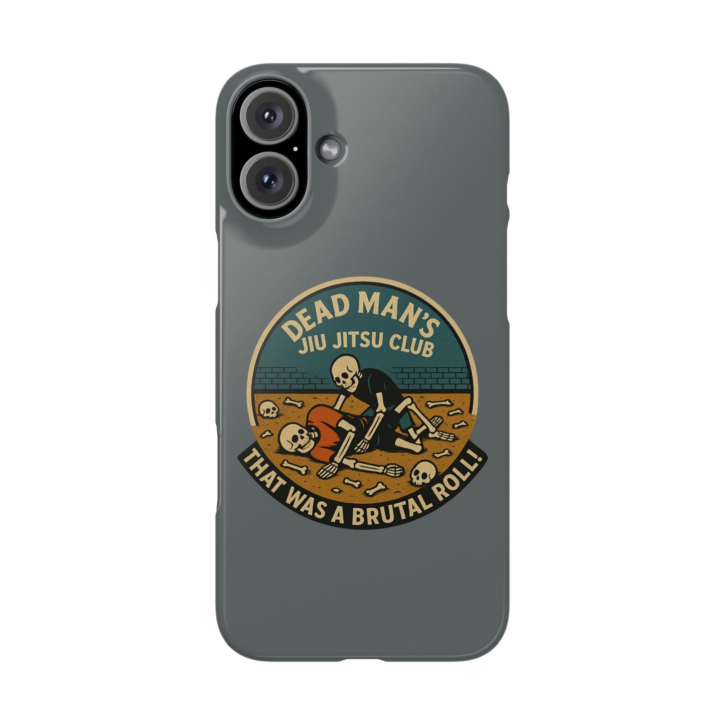 Dead Mans Jiu Jitsu Club iPhone Case That Was a Brutal Roll Skeleton Grappling Design