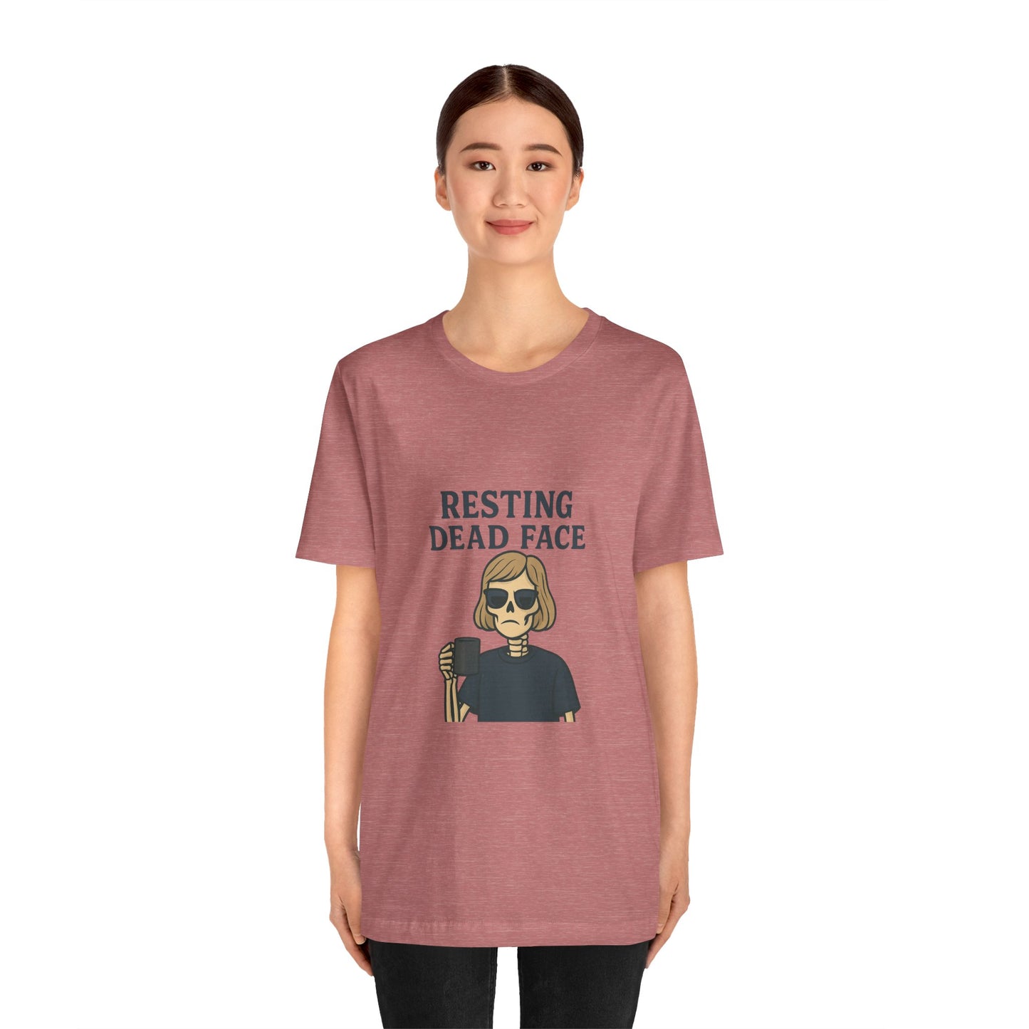 Resting Dead Face T-Shirt / Funny Skeleton Coffee Shirt | Burnout Humor Tee for Women | Dead Mans Club / Resting Dead Face Unisex Tee