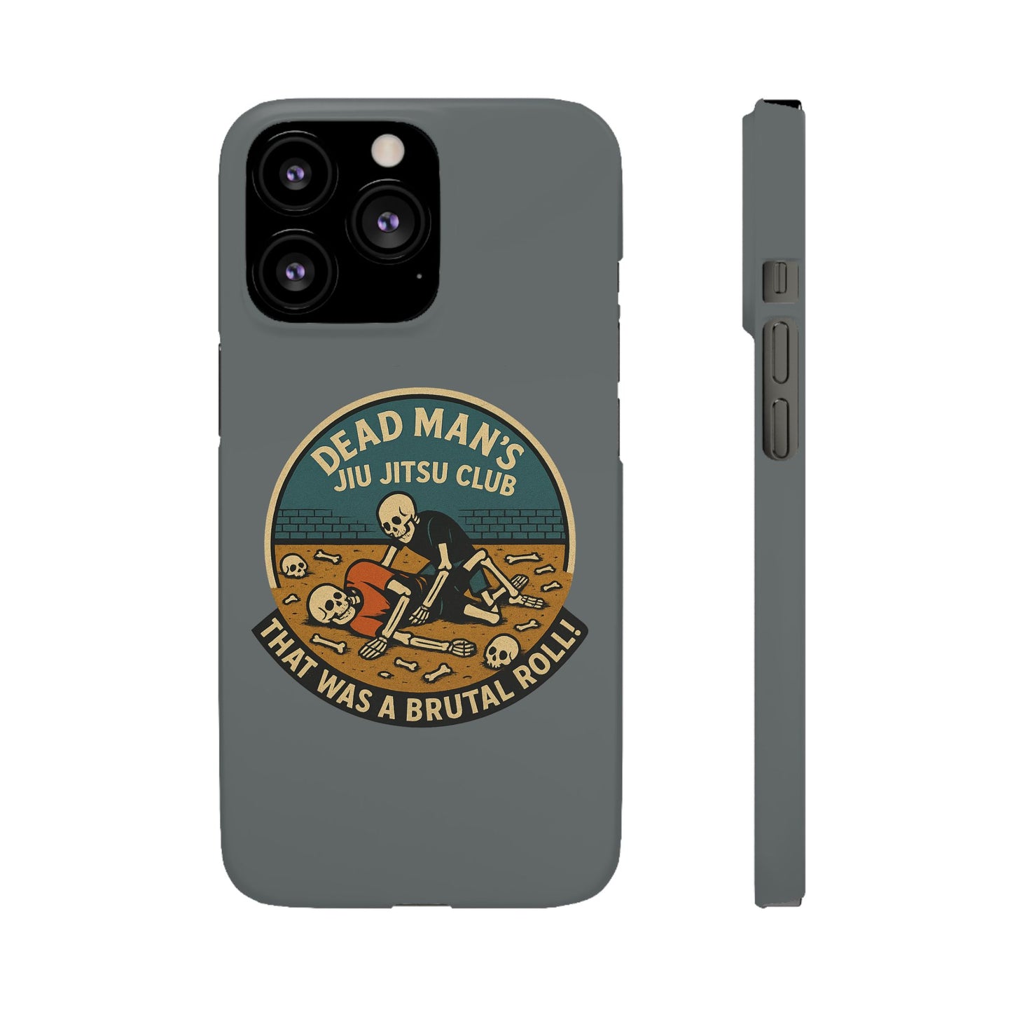 Dead Mans Jiu Jitsu Club iPhone Case That Was a Brutal Roll Skeleton Grappling Design