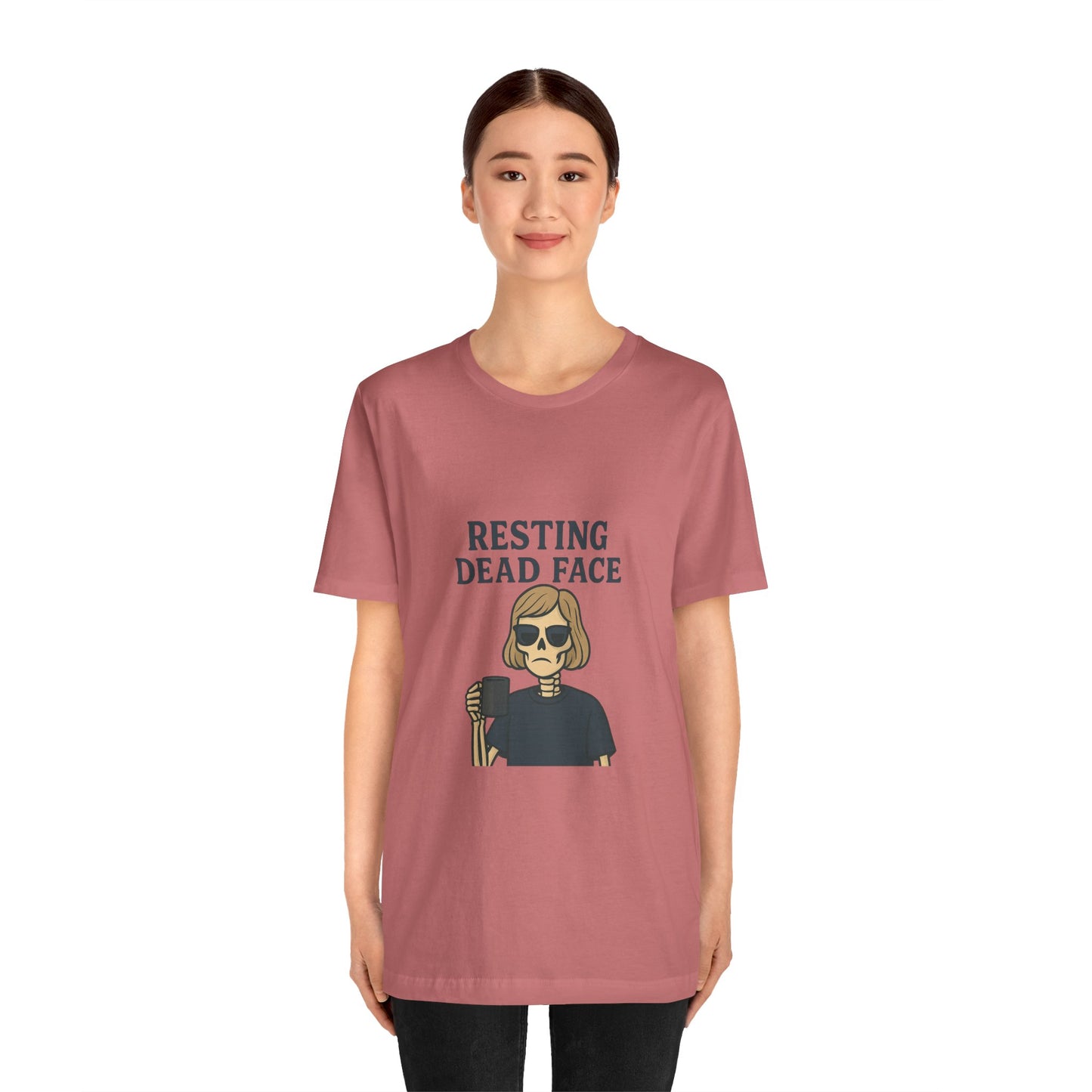 Resting Dead Face T-Shirt / Funny Skeleton Coffee Shirt | Burnout Humor Tee for Women | Dead Mans Club / Resting Dead Face Unisex Tee
