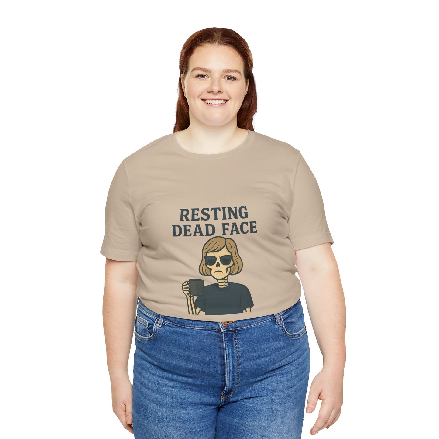 Resting Dead Face T-Shirt / Funny Skeleton Coffee Shirt | Burnout Humor Tee for Women | Dead Mans Club / Resting Dead Face Unisex Tee
