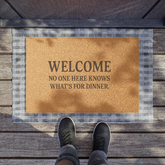 Burnt Out Doormat / No One Here Knows What is for Dinner | Funny Welcome Mat for Burnt Out Moms Funny Welcome Doormat