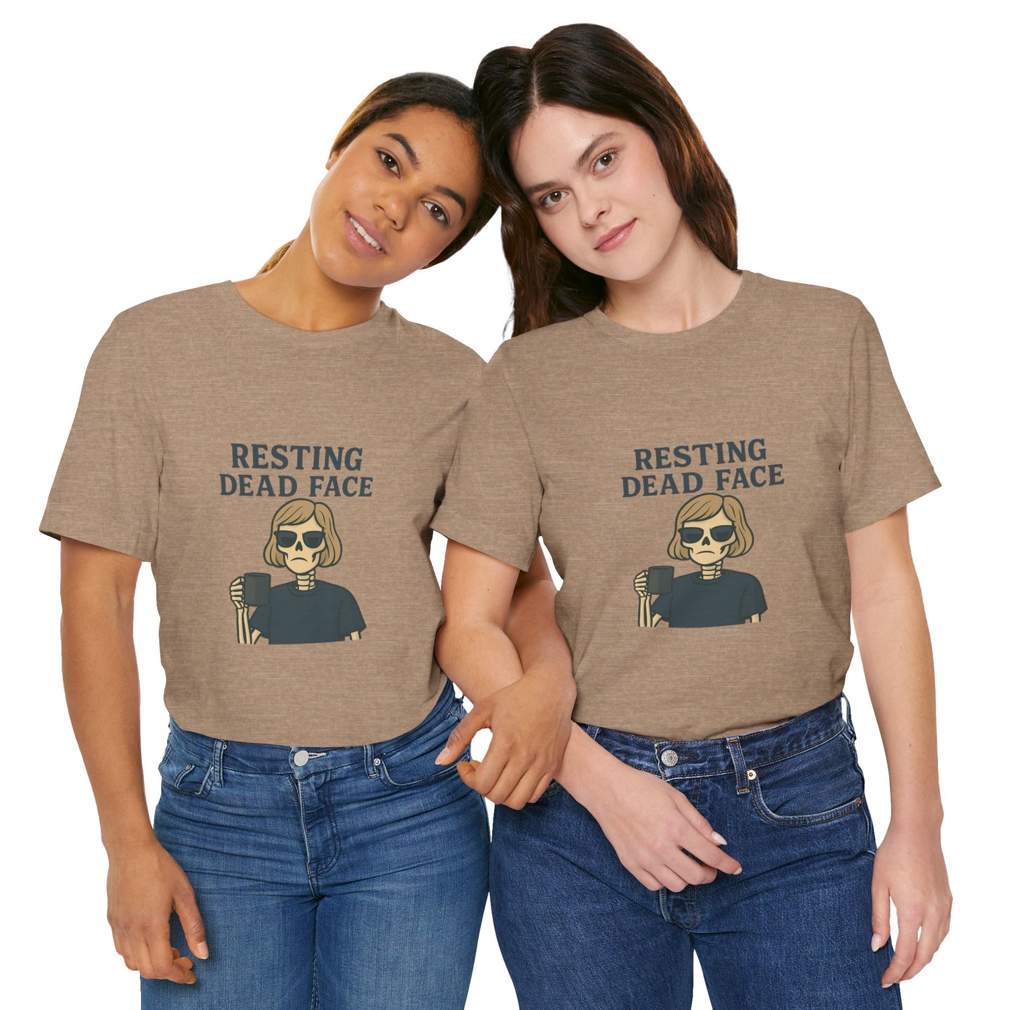Resting Dead Face T-Shirt / Funny Skeleton Coffee Shirt | Burnout Humor Tee for Women | Dead Mans Club / Resting Dead Face Unisex Tee