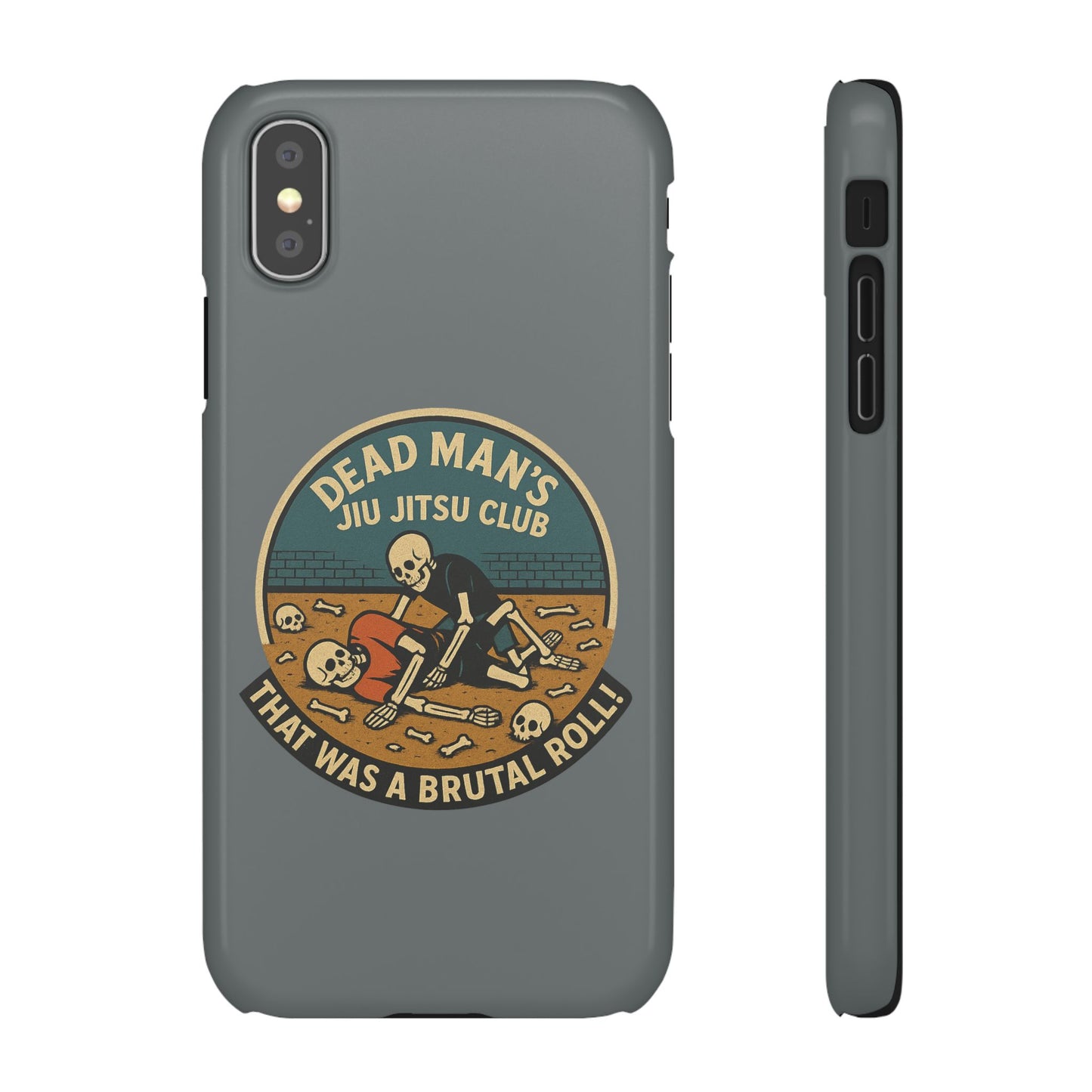 Dead Mans Jiu Jitsu Club iPhone Case That Was a Brutal Roll Skeleton Grappling Design