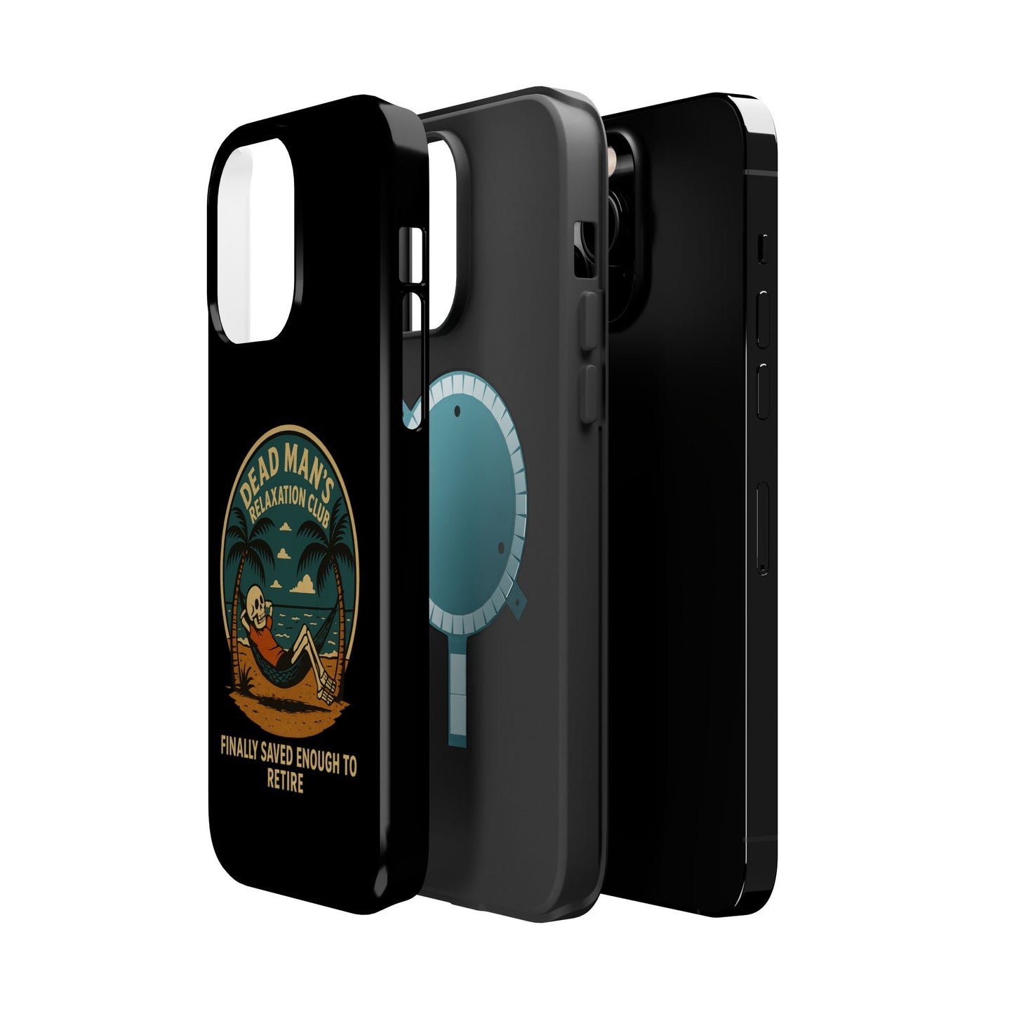 Dead Mans Relaxation Club iPhone Case / Finally Saved Enough to Retire Skeleton Beach Design