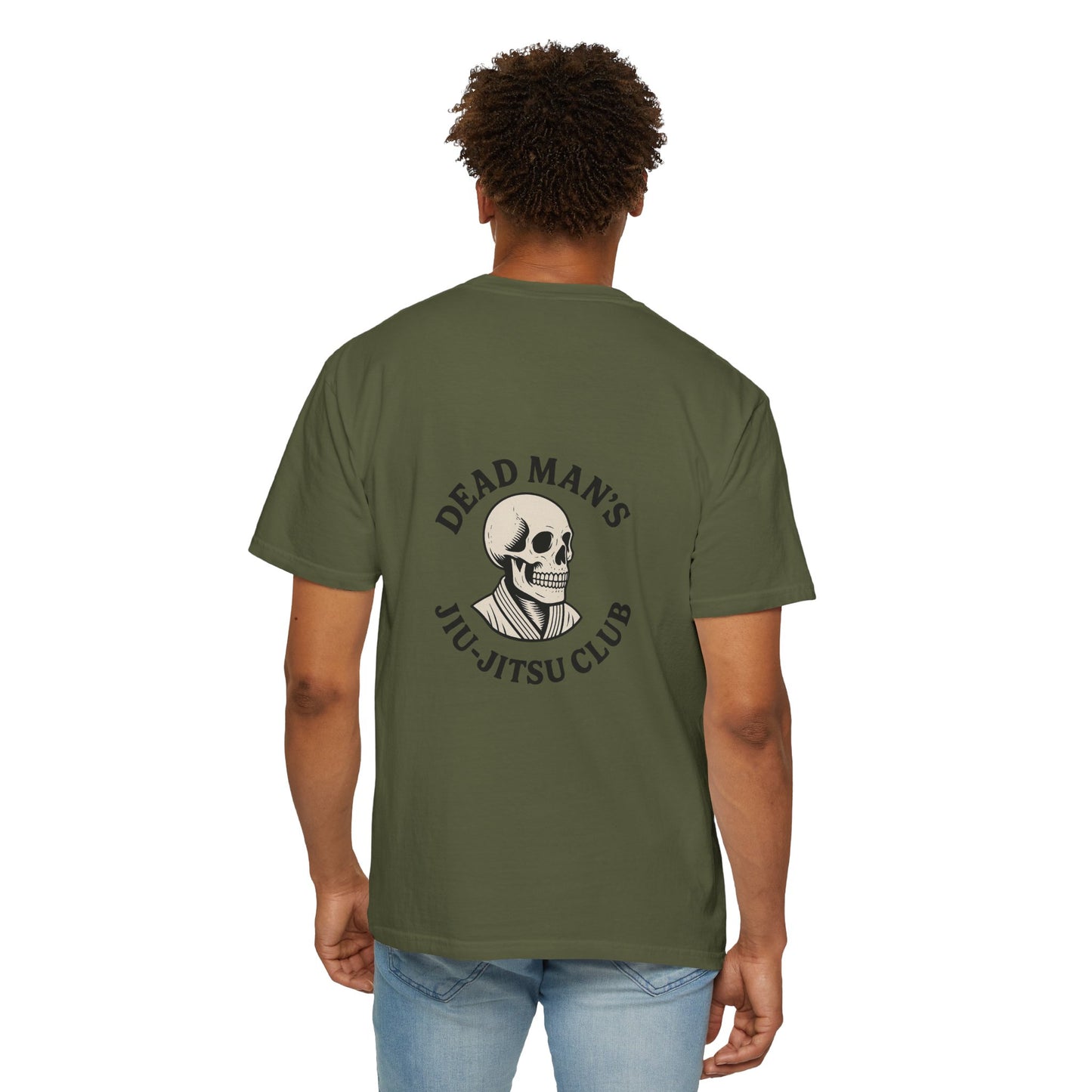 Dead Mans Jiu-Jitsu Club Tee / Skeleton Grappler Design | Funny BJJ Shirt for Rollers Who Are Dead Inside / Unisex Garment Dyed T shirt