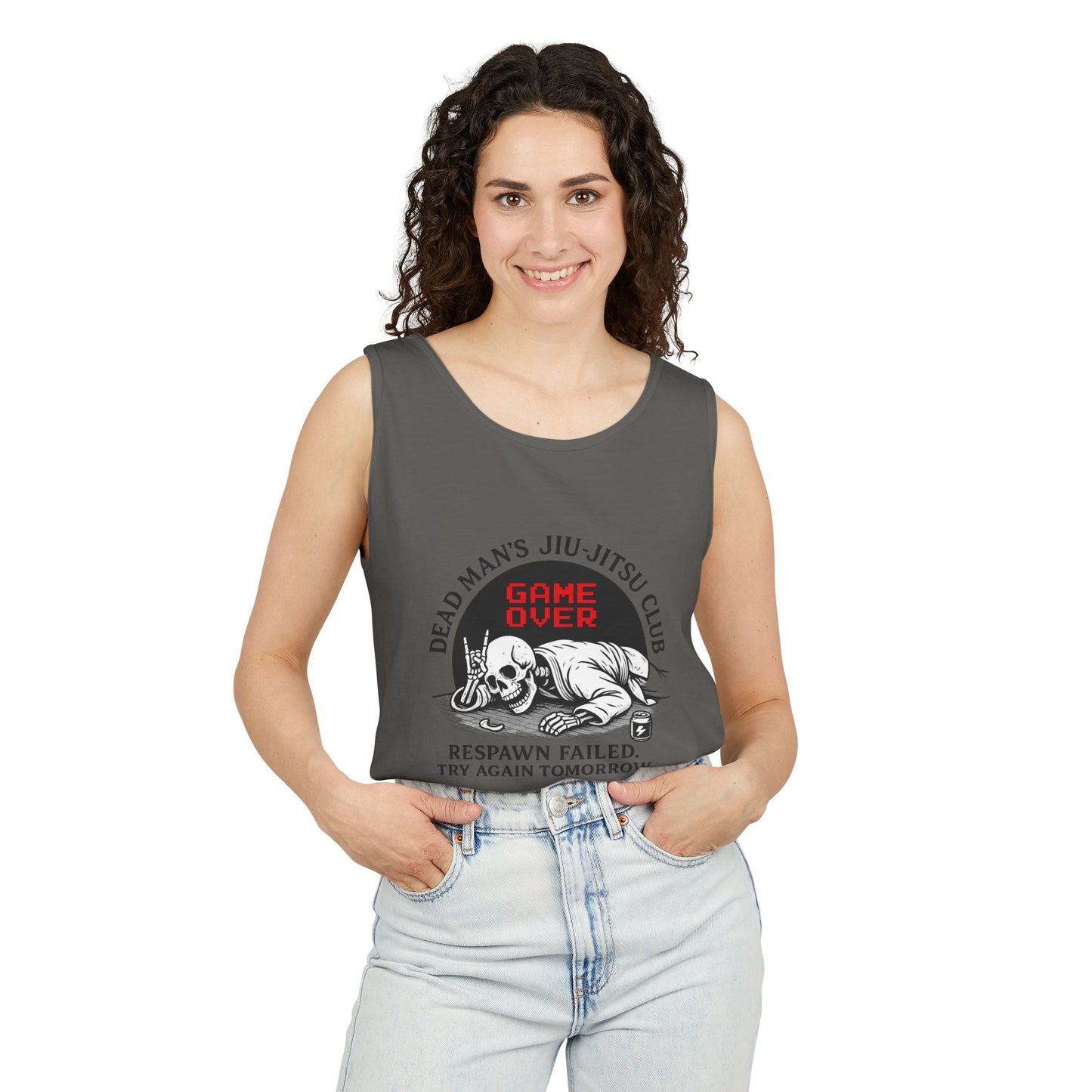 Game Over Tank Top / Dead Mans Jiu-Jitsu Club | Funny BJJ Skeleton Design / Jiu-Jitsu Skull Tank Top