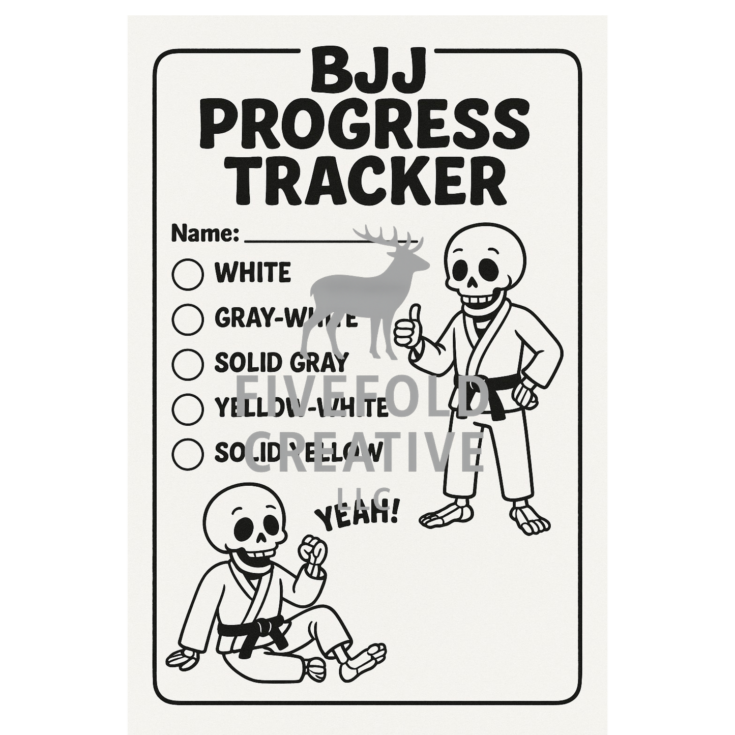 BJJ Kids Training Pack – Printable Jiu-Jitsu Class Notes, Belt Tracker & Tournament Prep Worksheet