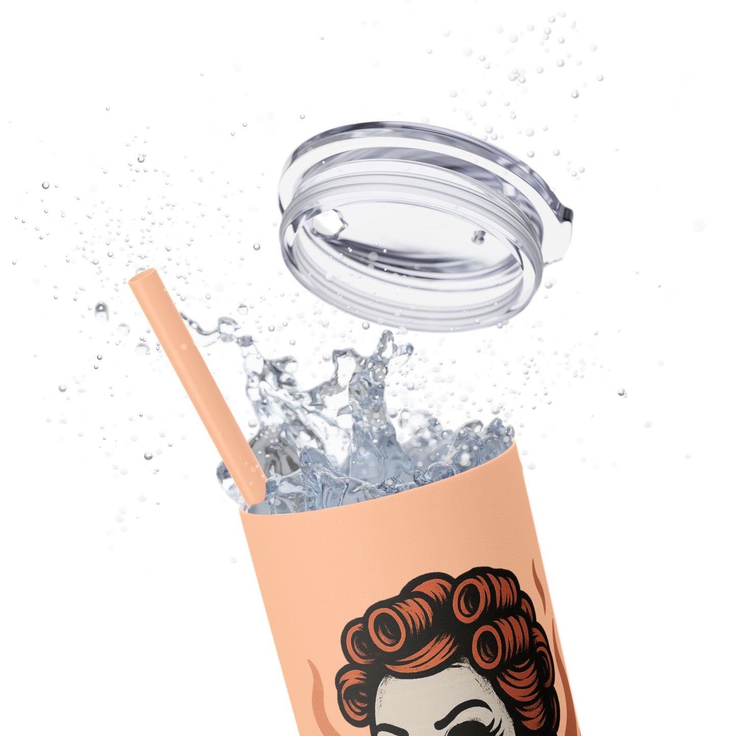 Burned Out But Still Pretty Tumbler | Funny Skeleton Travel Cup | 20oz Stainless Steel Skinny Tumbler with Straw | Dark Humor Gift