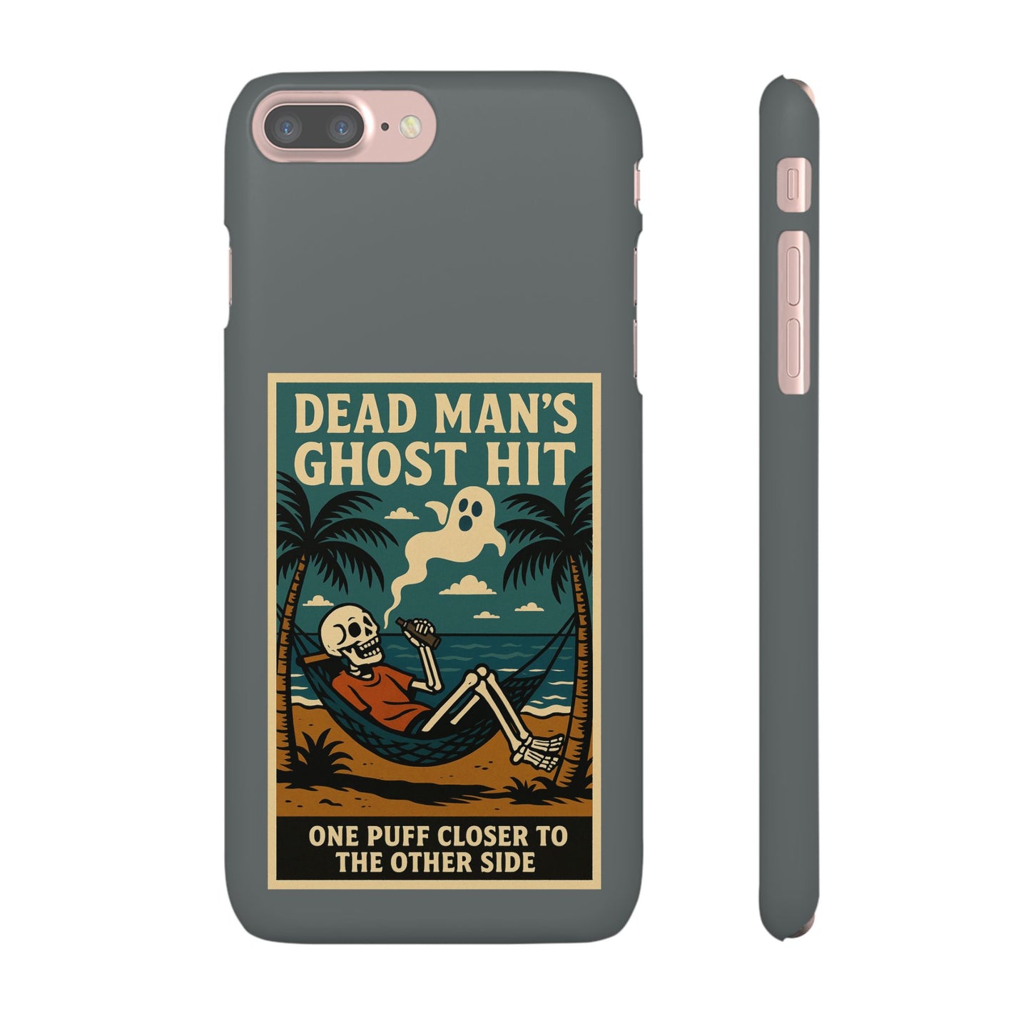 Dead Mans Ghost Hit iPhone Case One Puff Closer to the Other Side Skeleton Vibe Design