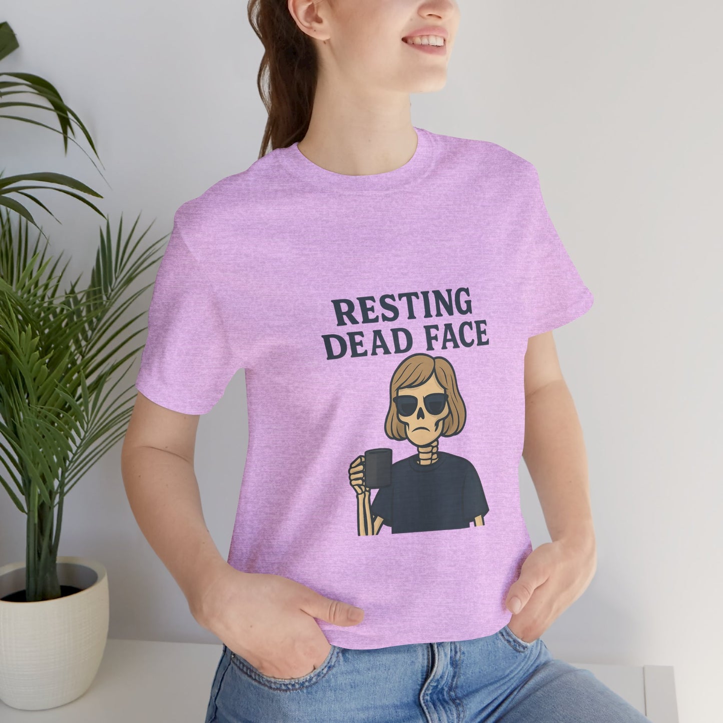 Resting Dead Face T-Shirt / Funny Skeleton Coffee Shirt | Burnout Humor Tee for Women | Dead Mans Club / Resting Dead Face Unisex Tee