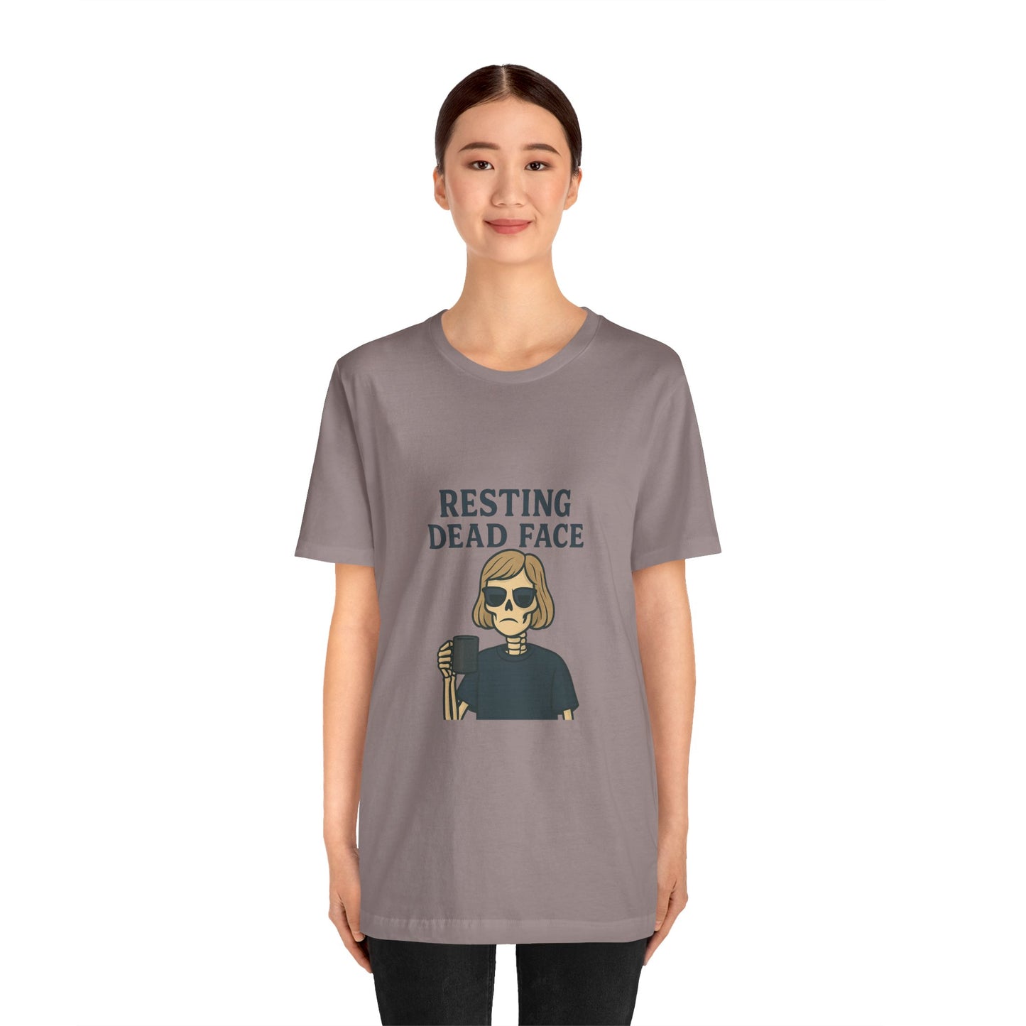Resting Dead Face T-Shirt / Funny Skeleton Coffee Shirt | Burnout Humor Tee for Women | Dead Mans Club / Resting Dead Face Unisex Tee