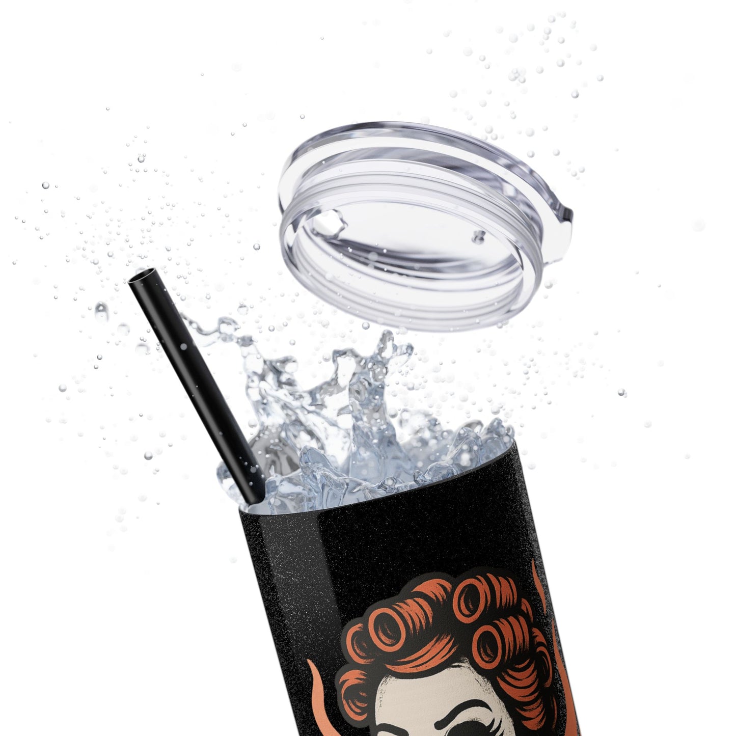 Burned Out But Still Pretty Tumbler | Funny Skeleton Travel Cup | 20oz Stainless Steel Skinny Tumbler with Straw | Dark Humor Gift