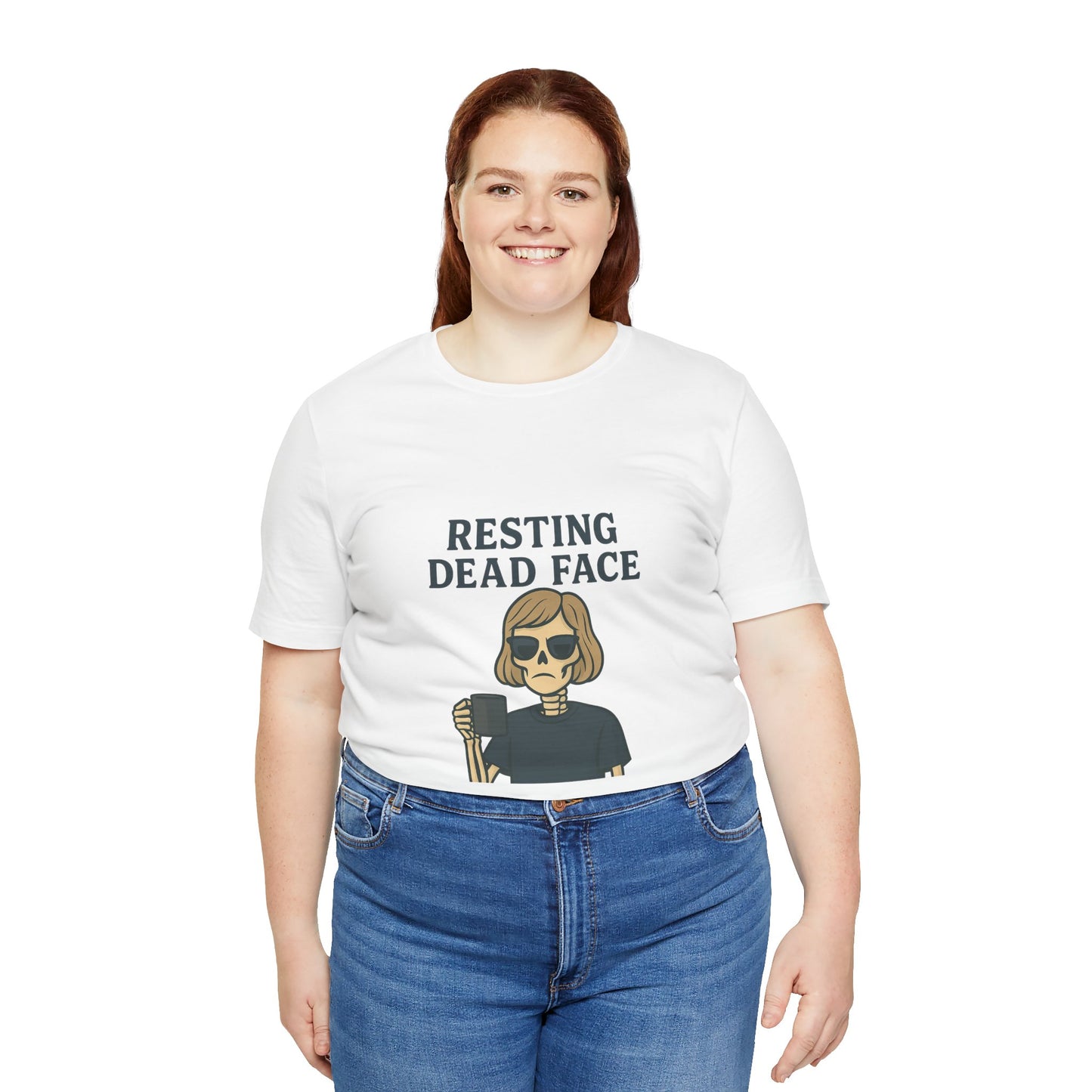 Resting Dead Face T-Shirt / Funny Skeleton Coffee Shirt | Burnout Humor Tee for Women | Dead Mans Club / Resting Dead Face Unisex Tee