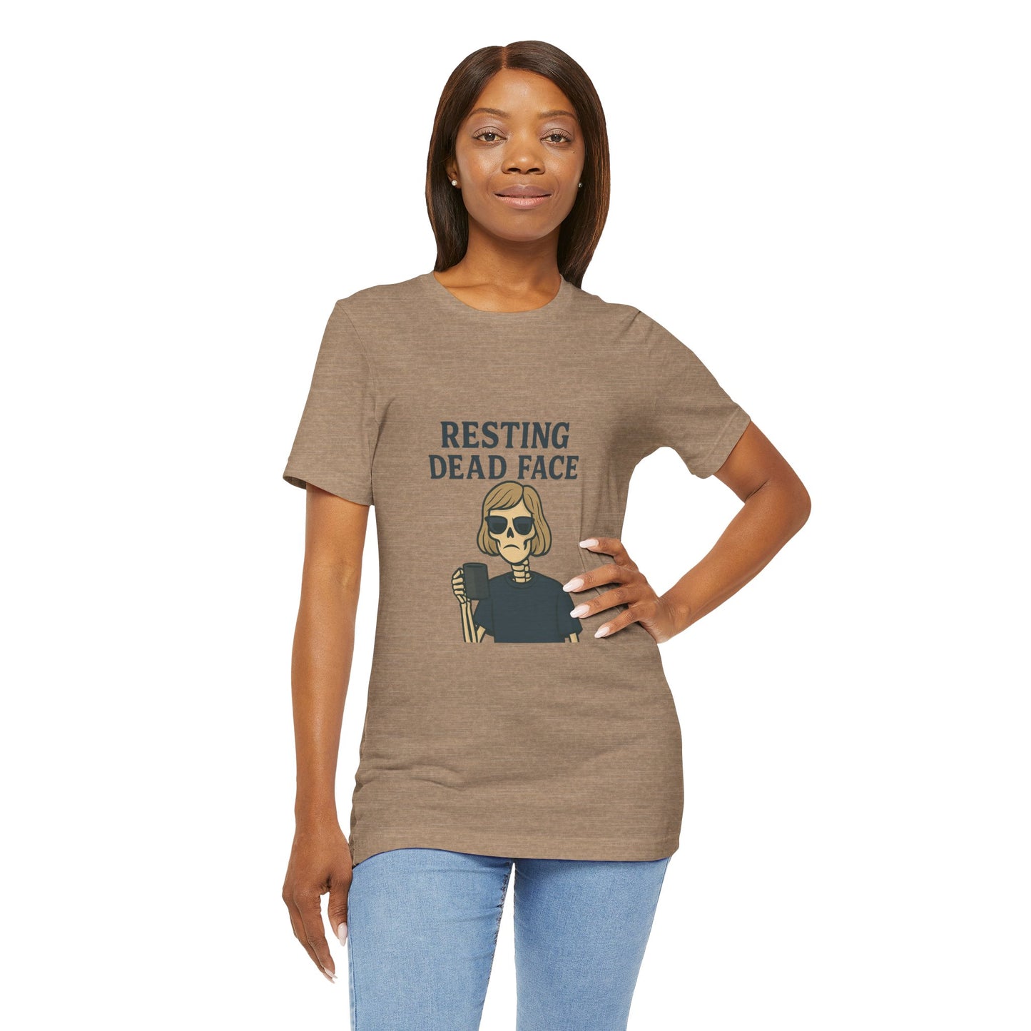 Resting Dead Face T-Shirt / Funny Skeleton Coffee Shirt | Burnout Humor Tee for Women | Dead Mans Club / Resting Dead Face Unisex Tee