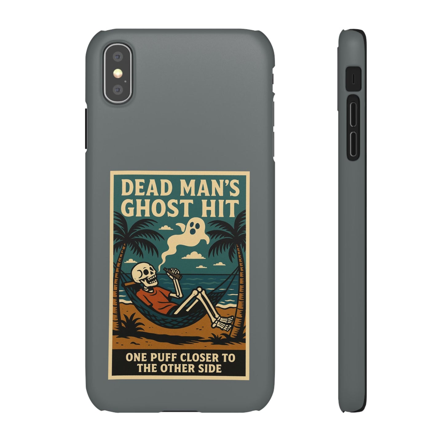 Dead Mans Ghost Hit iPhone Case One Puff Closer to the Other Side Skeleton Vibe Design