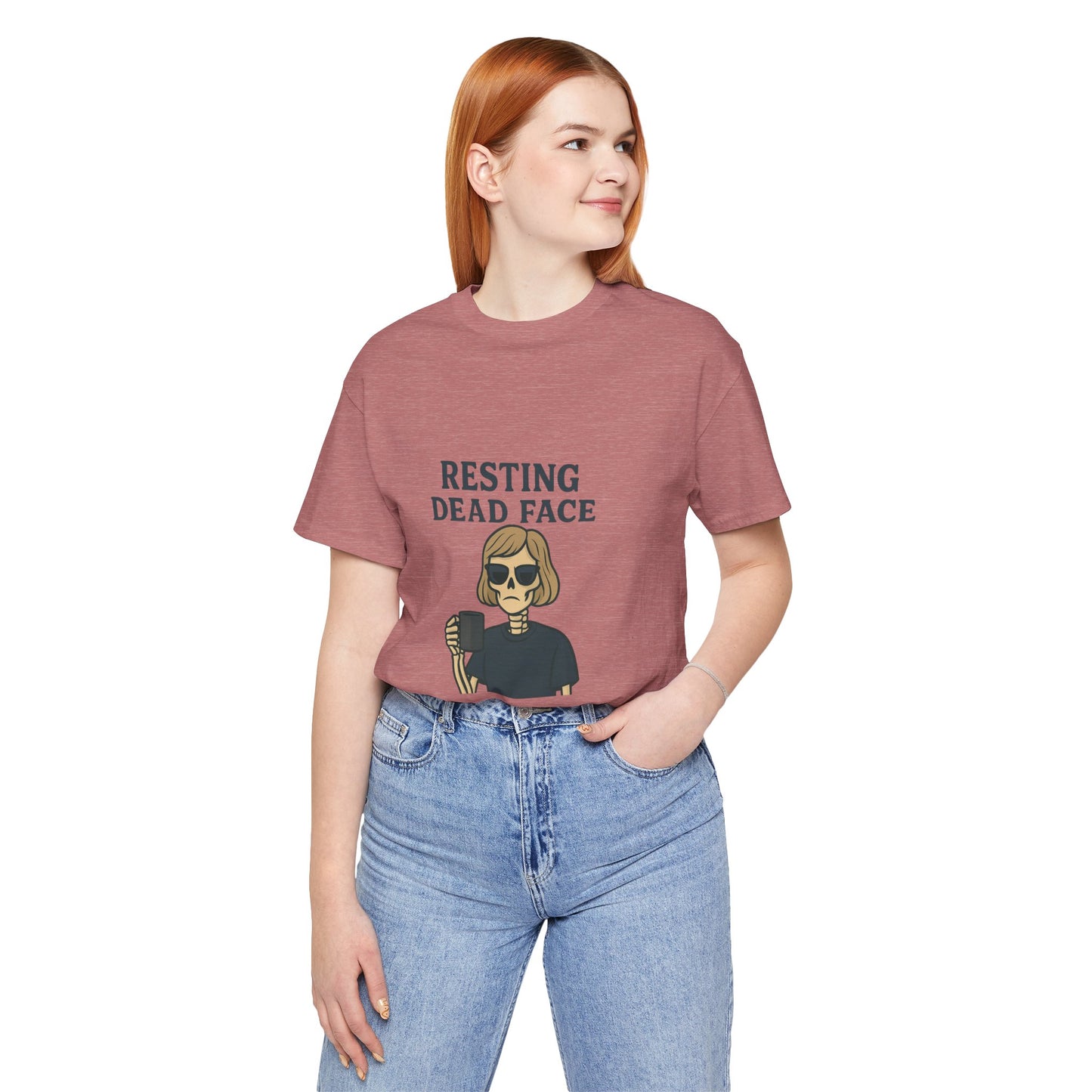 Resting Dead Face T-Shirt / Funny Skeleton Coffee Shirt | Burnout Humor Tee for Women | Dead Mans Club / Resting Dead Face Unisex Tee