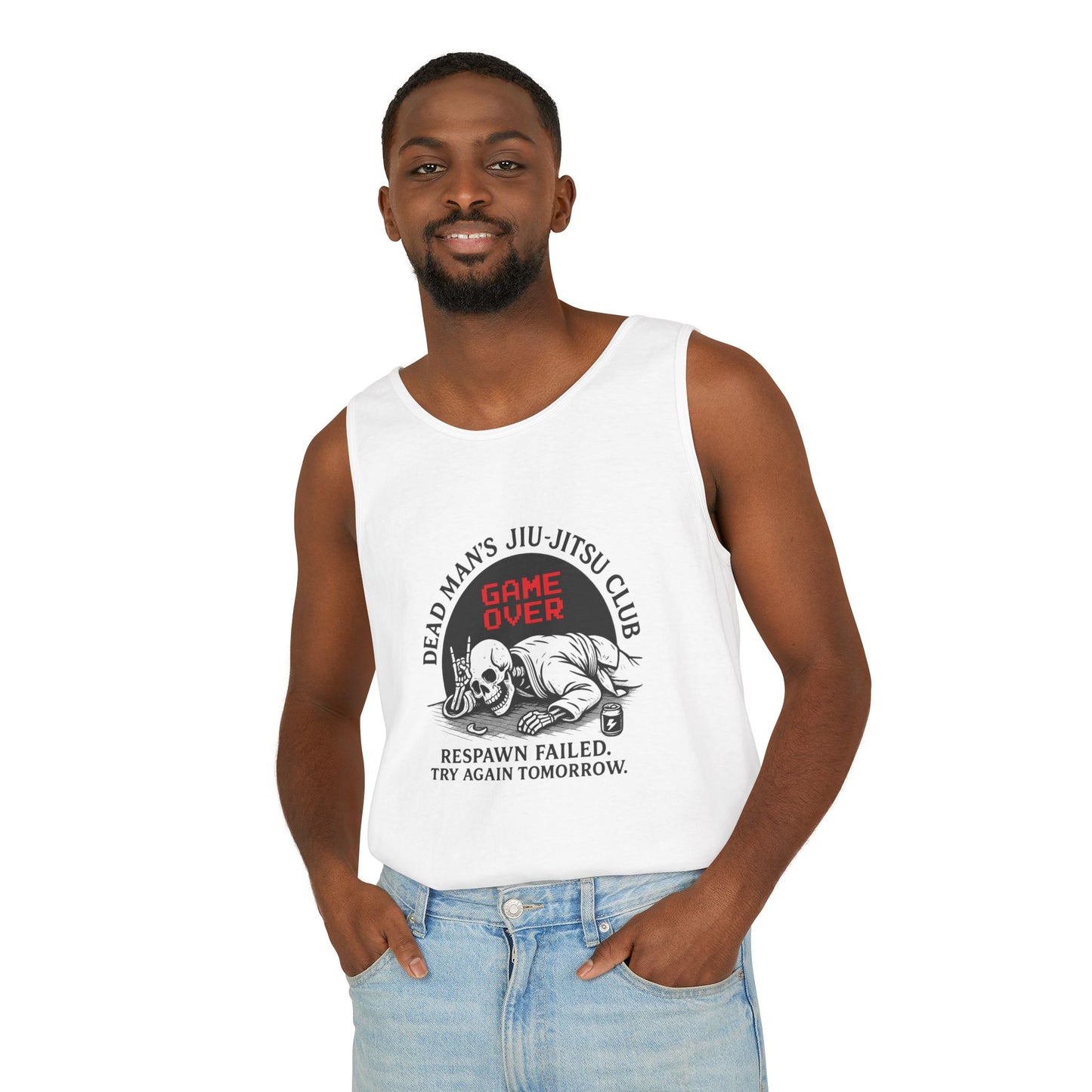 Game Over Tank Top / Dead Mans Jiu-Jitsu Club | Funny BJJ Skeleton Design / Jiu-Jitsu Skull Tank Top
