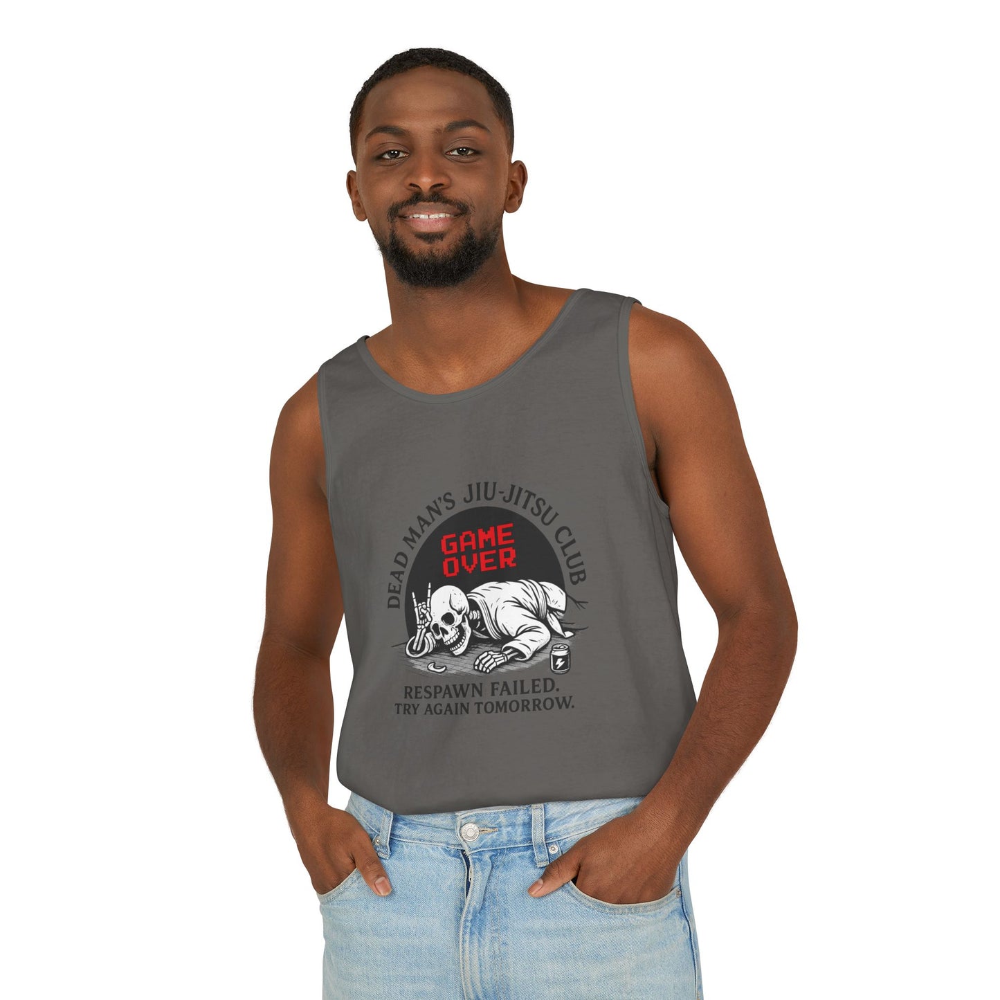 Game Over Tank Top / Dead Mans Jiu-Jitsu Club | Funny BJJ Skeleton Design / Jiu-Jitsu Skull Tank Top