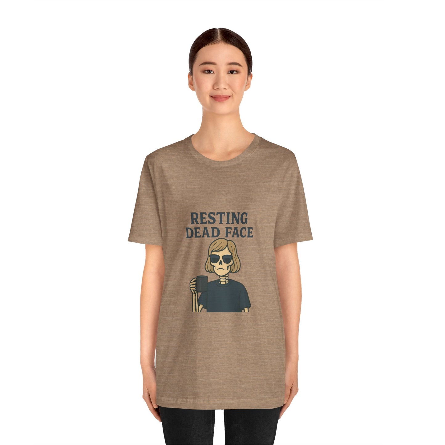 Resting Dead Face T-Shirt / Funny Skeleton Coffee Shirt | Burnout Humor Tee for Women | Dead Mans Club / Resting Dead Face Unisex Tee