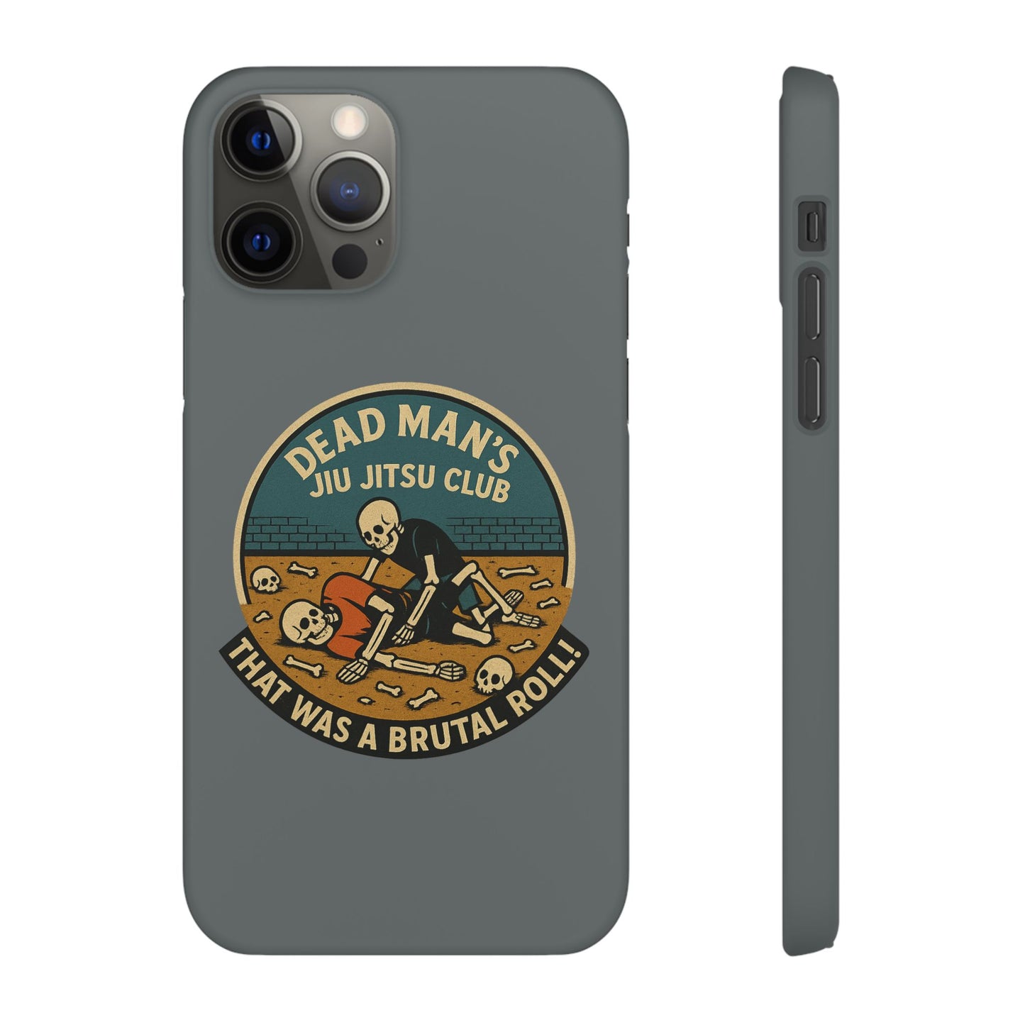 Dead Mans Jiu Jitsu Club iPhone Case That Was a Brutal Roll Skeleton Grappling Design