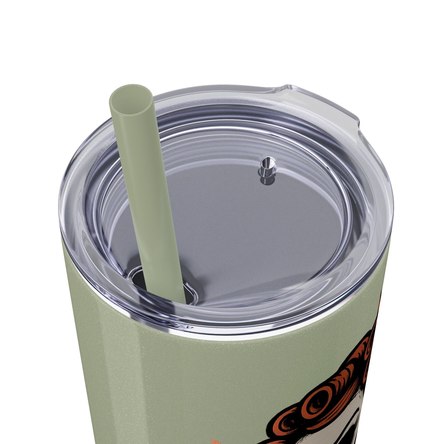 Burned Out But Still Pretty Tumbler | Funny Skeleton Travel Cup | 20oz Stainless Steel Skinny Tumbler with Straw | Dark Humor Gift