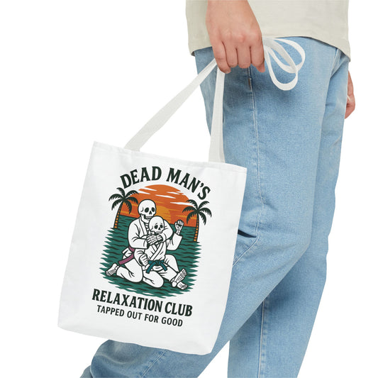 Dead Mans Relaxation Club Tote Bag / Tapped Out for Good Skeleton Jiu Jitsu Design