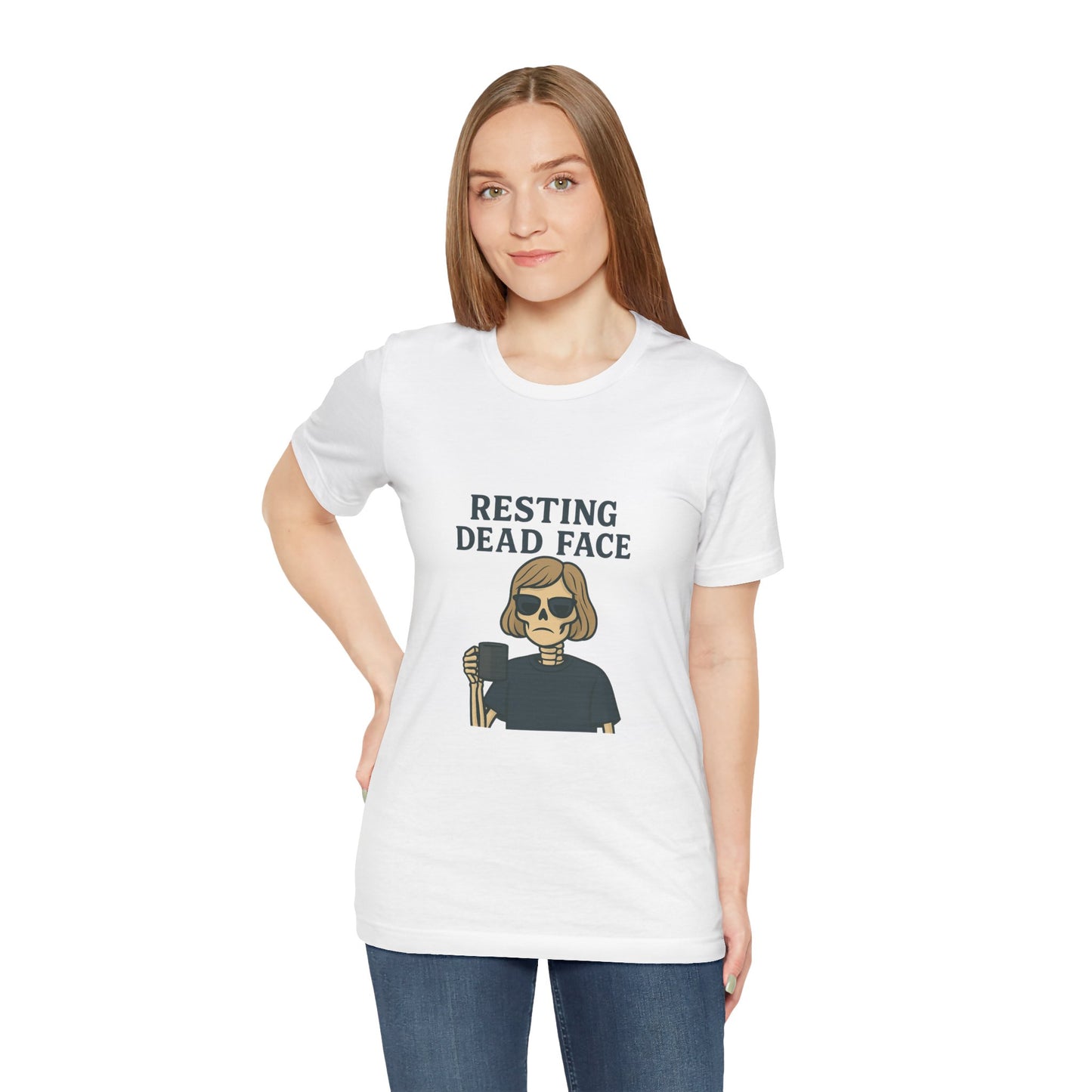 Resting Dead Face T-Shirt / Funny Skeleton Coffee Shirt | Burnout Humor Tee for Women | Dead Mans Club / Resting Dead Face Unisex Tee