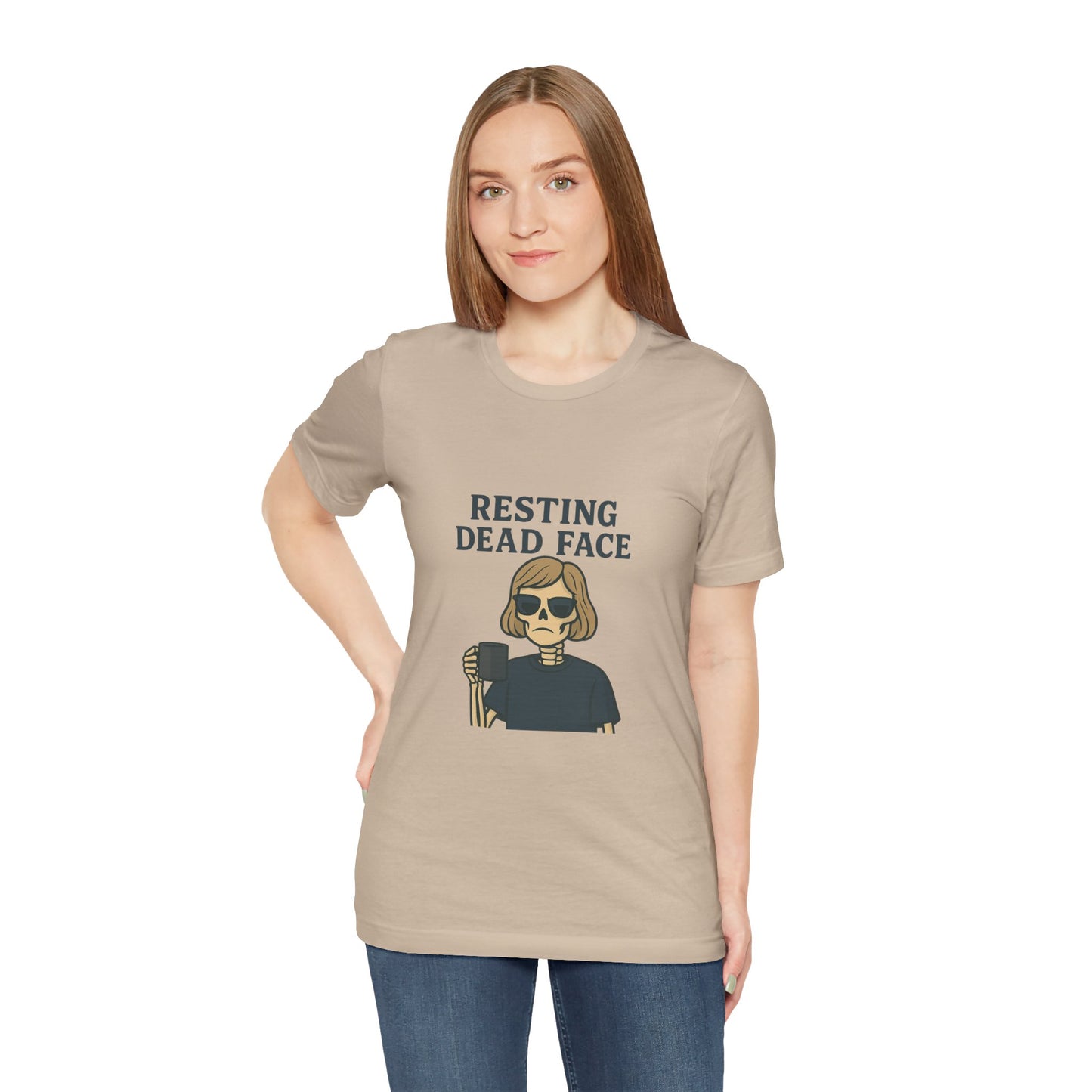 Resting Dead Face T-Shirt / Funny Skeleton Coffee Shirt | Burnout Humor Tee for Women | Dead Mans Club / Resting Dead Face Unisex Tee
