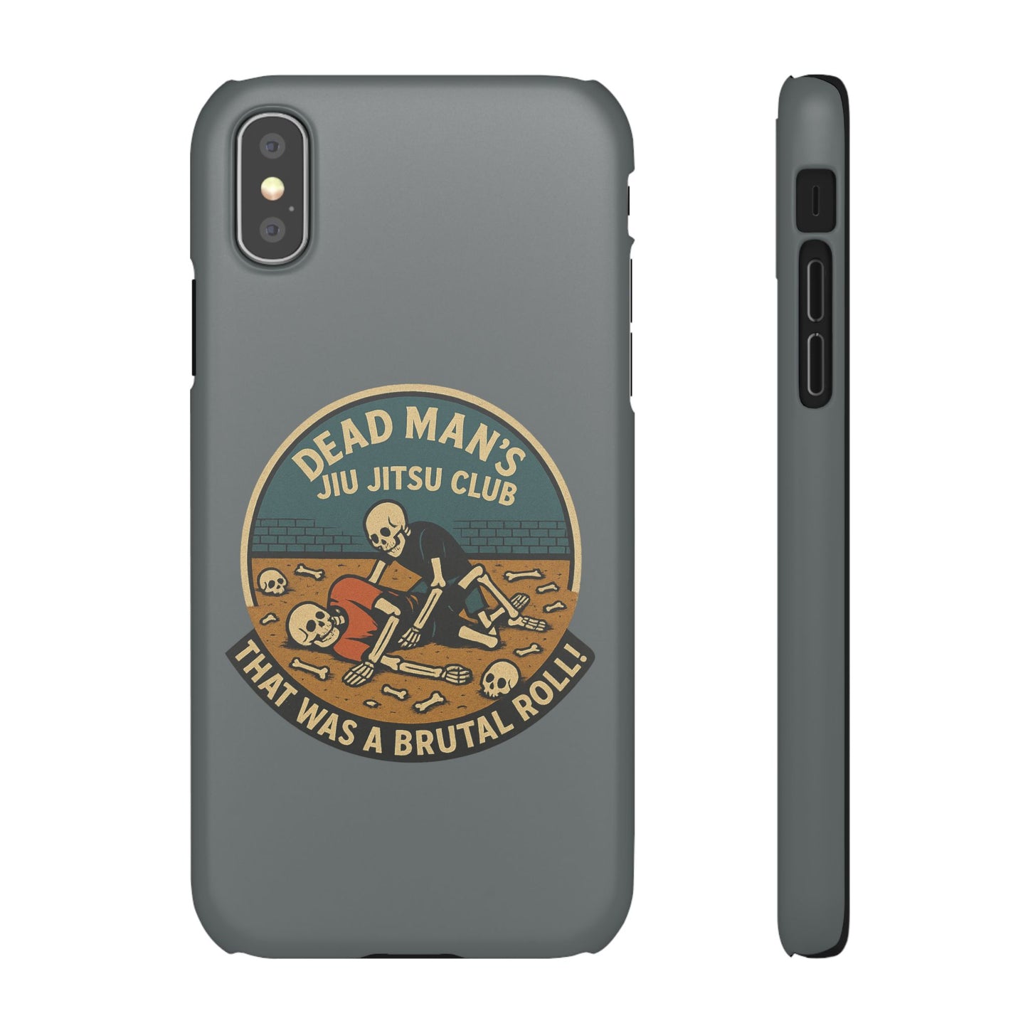 Dead Mans Jiu Jitsu Club iPhone Case That Was a Brutal Roll Skeleton Grappling Design