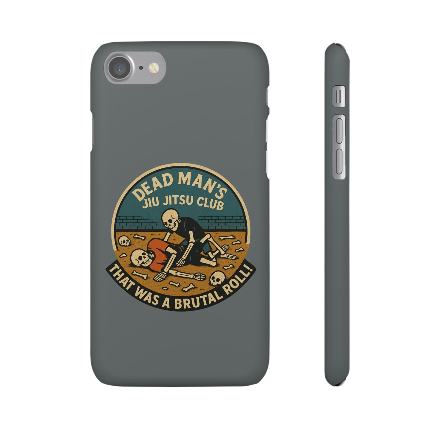 Dead Mans Jiu Jitsu Club iPhone Case That Was a Brutal Roll Skeleton Grappling Design