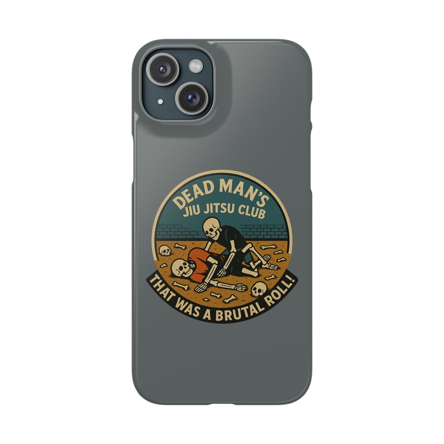 Dead Mans Jiu Jitsu Club iPhone Case That Was a Brutal Roll Skeleton Grappling Design