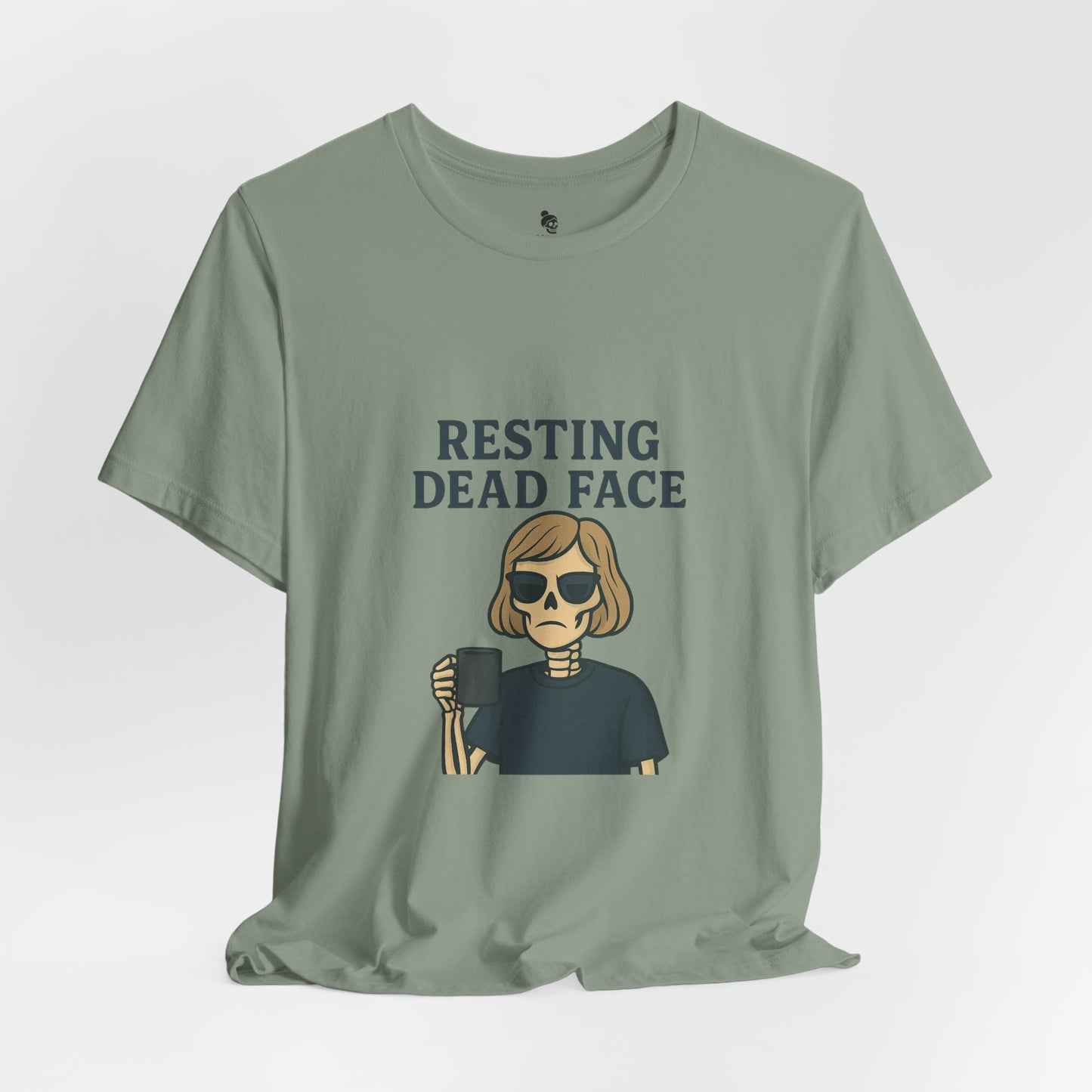 Resting Dead Face T-Shirt / Funny Skeleton Coffee Shirt | Burnout Humor Tee for Women | Dead Mans Club / Resting Dead Face Unisex Tee