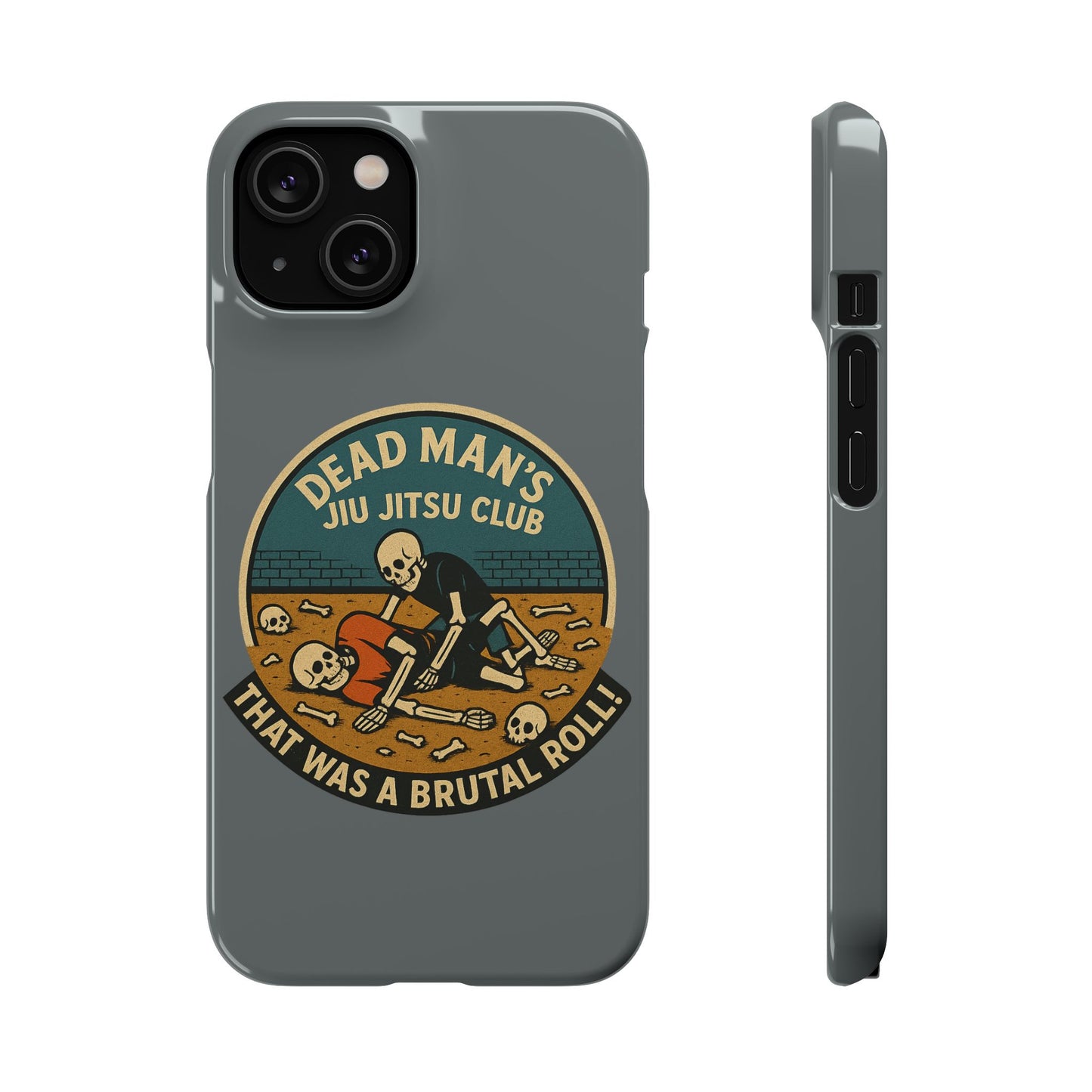 Dead Mans Jiu Jitsu Club iPhone Case That Was a Brutal Roll Skeleton Grappling Design
