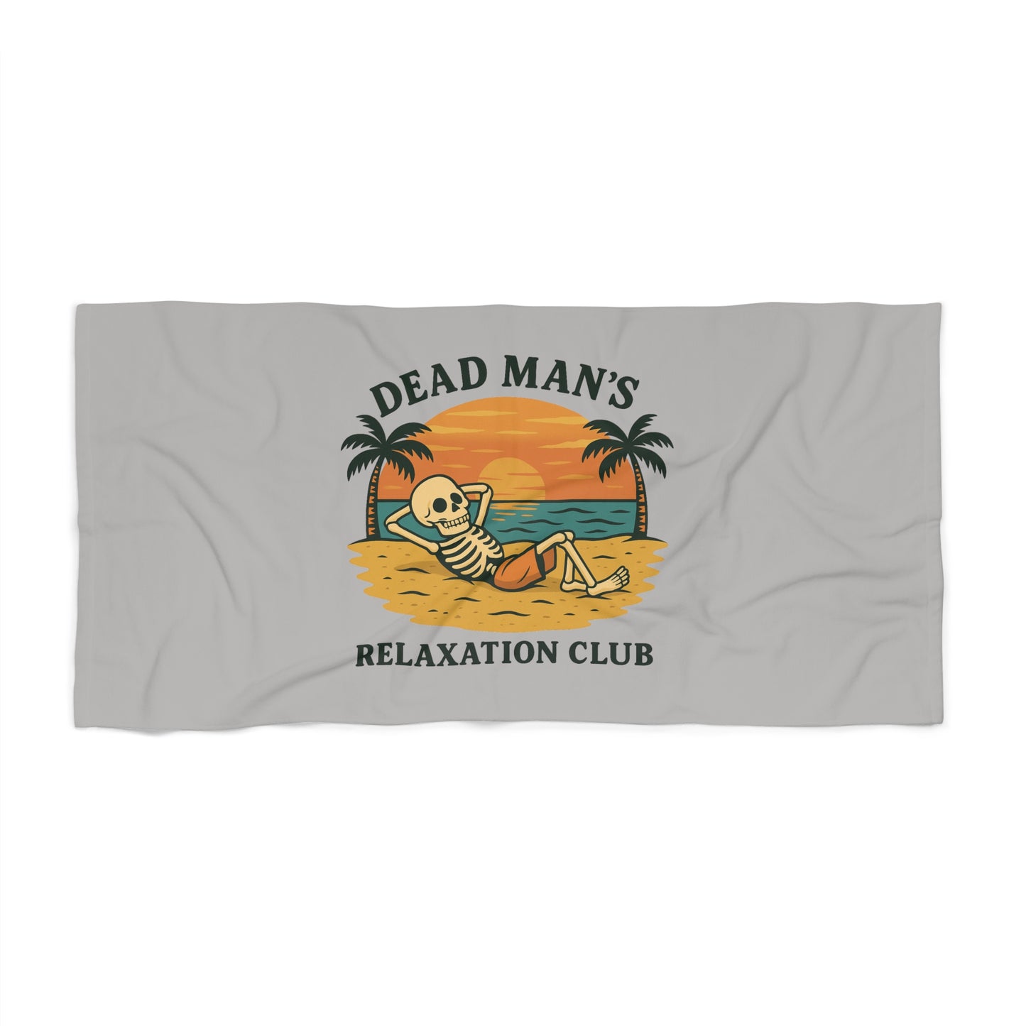 Dead Mans Relaxation Club / Sunset Skeleton Beach Towel/ Fun Beach Towel for Relaxation Lovers, Summer Bathing, Pool Days, Vacation Humor