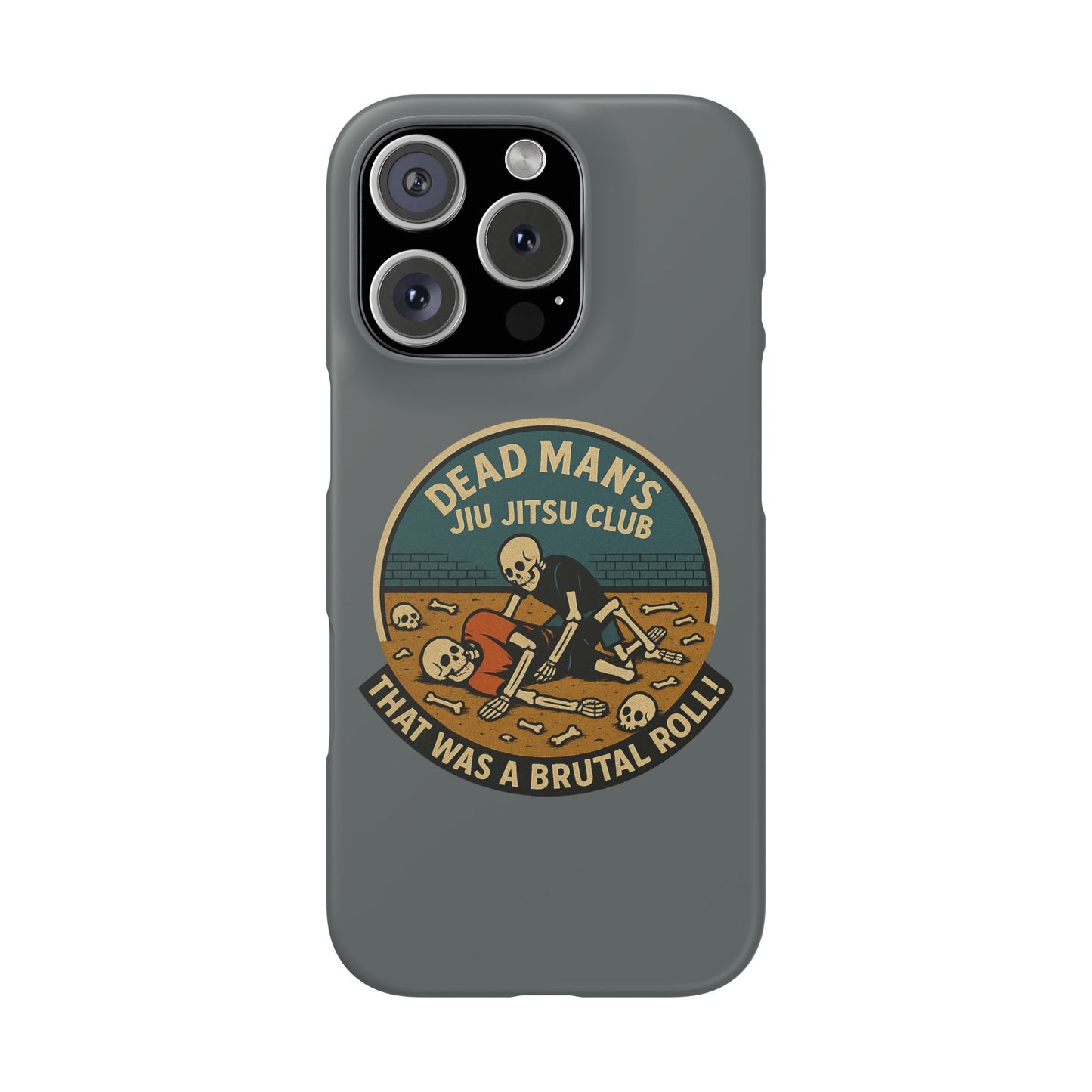Dead Mans Jiu Jitsu Club iPhone Case That Was a Brutal Roll Skeleton Grappling Design