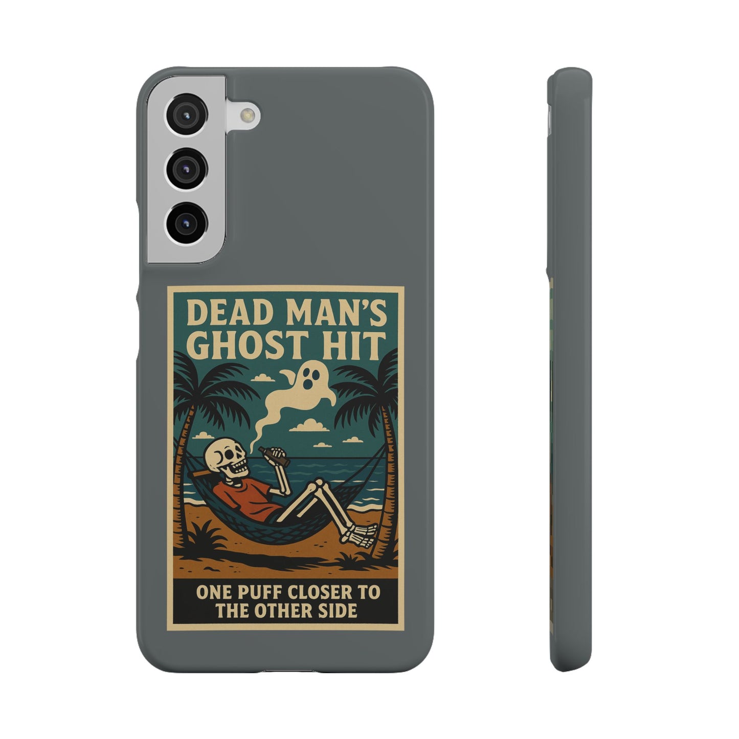 Dead Mans Ghost Hit iPhone Case One Puff Closer to the Other Side Skeleton Vibe Design