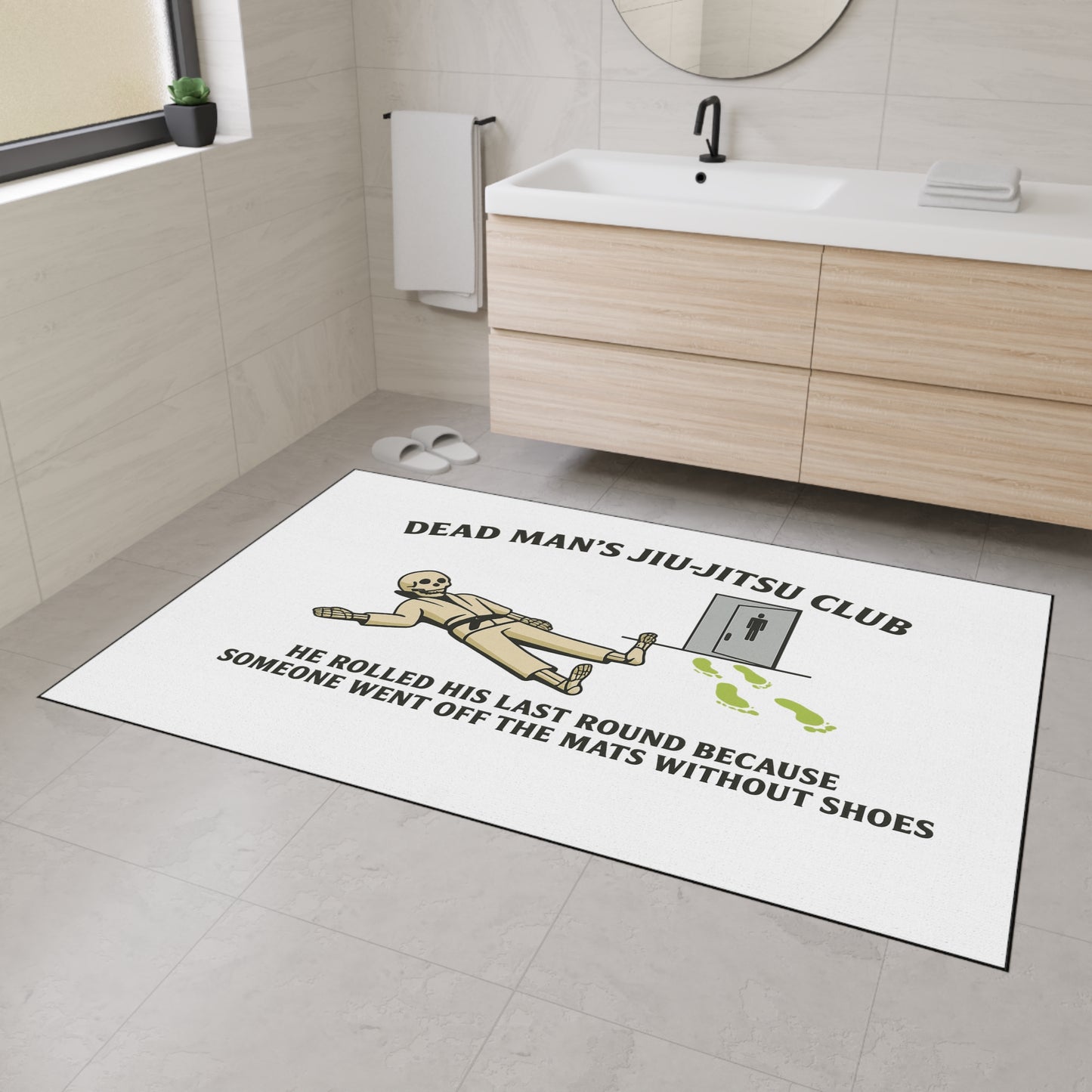 Dead Mans Jiu Jitsu Club Mat / Funny Gym Hygiene Skeleton Rug / Rolled His Last Round BJJ Floor Mat / Jiu-Jitsu Floor Mat | Dead Mans Club