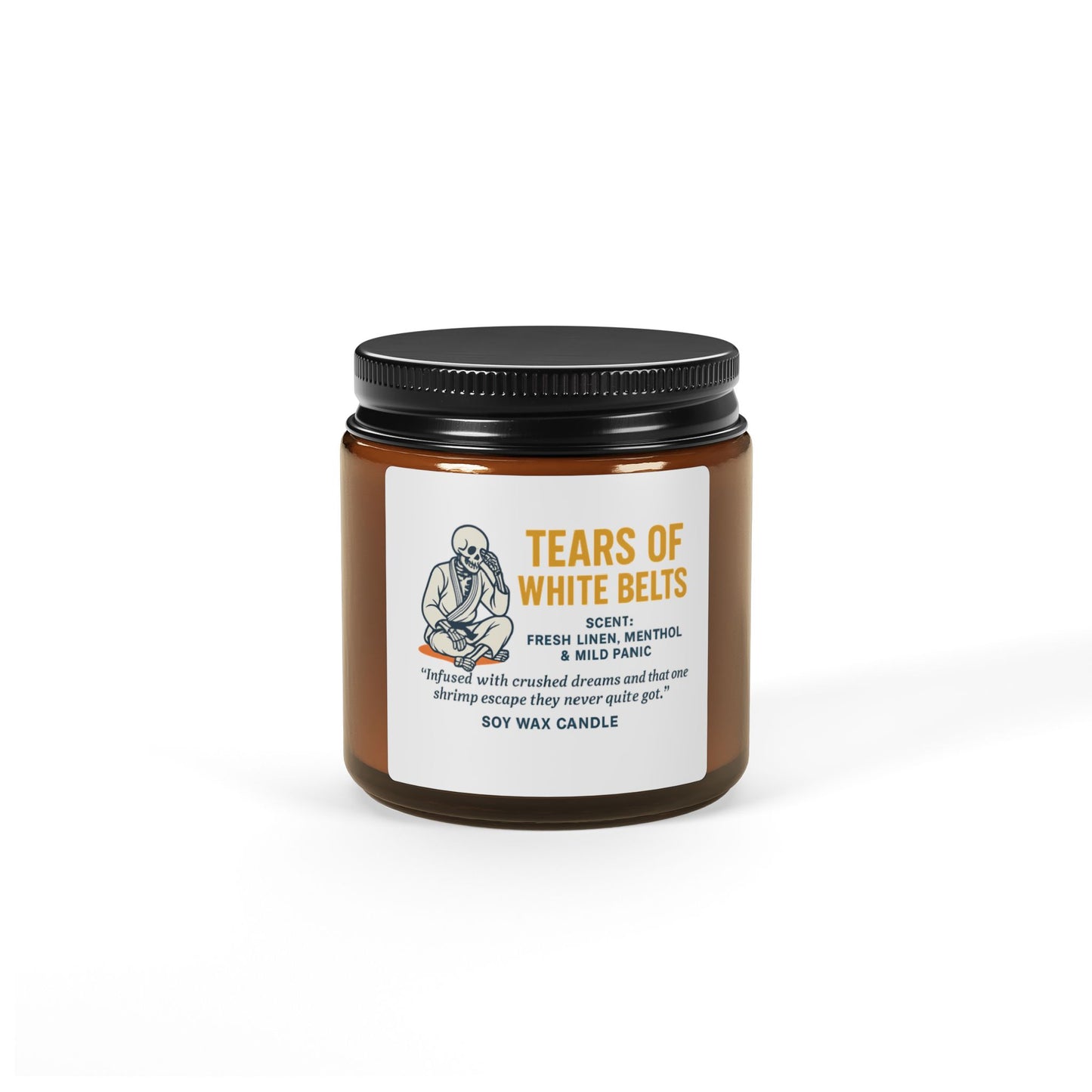 Tears of White Belts Soy Candle | Funny BJJ Gift | Fresh Linen & Panic Scented Candle | Brazilian Jiu-Jitsu Joke Candle, Scented Soy Candle