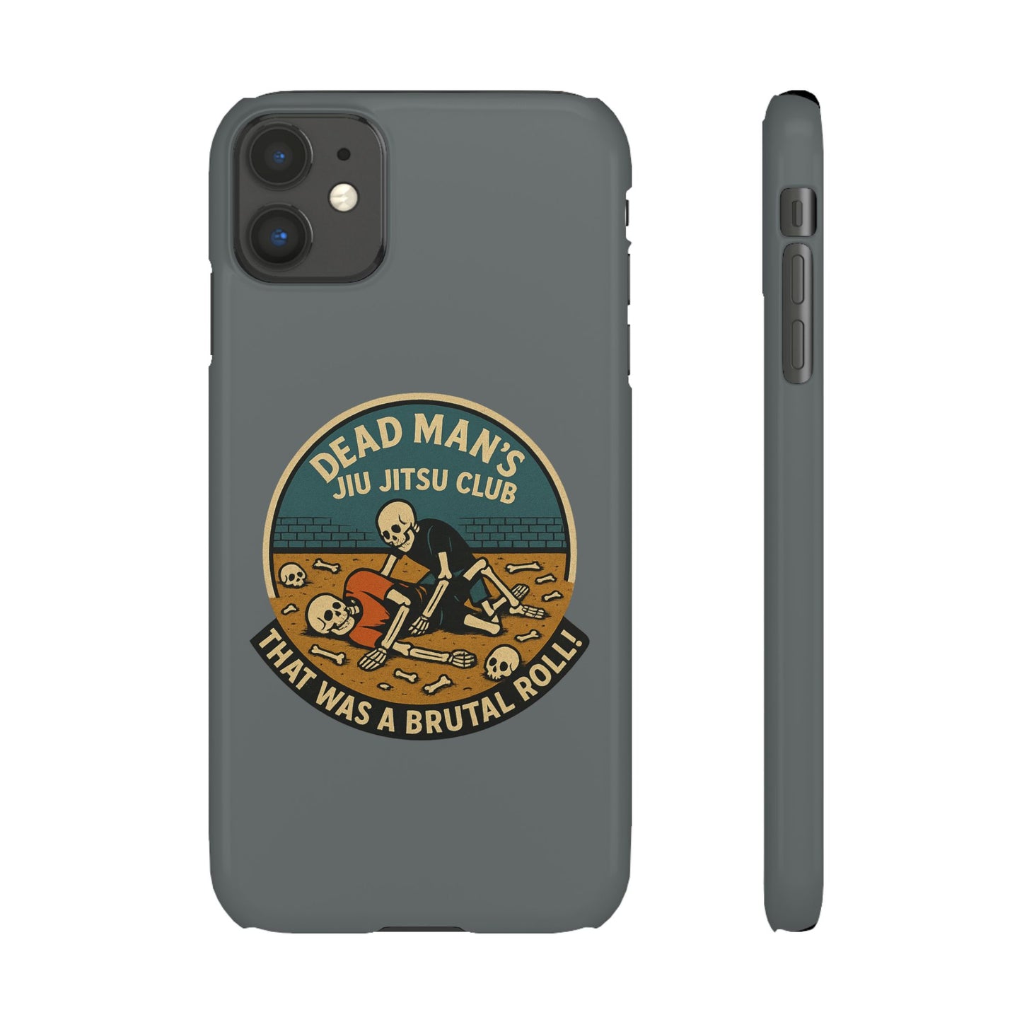 Dead Mans Jiu Jitsu Club iPhone Case That Was a Brutal Roll Skeleton Grappling Design