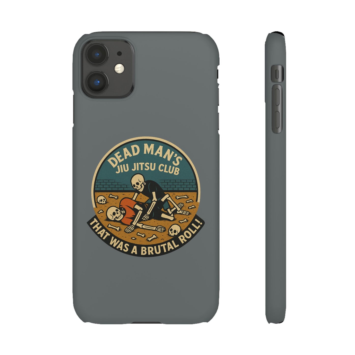 Dead Mans Jiu Jitsu Club iPhone Case That Was a Brutal Roll Skeleton Grappling Design