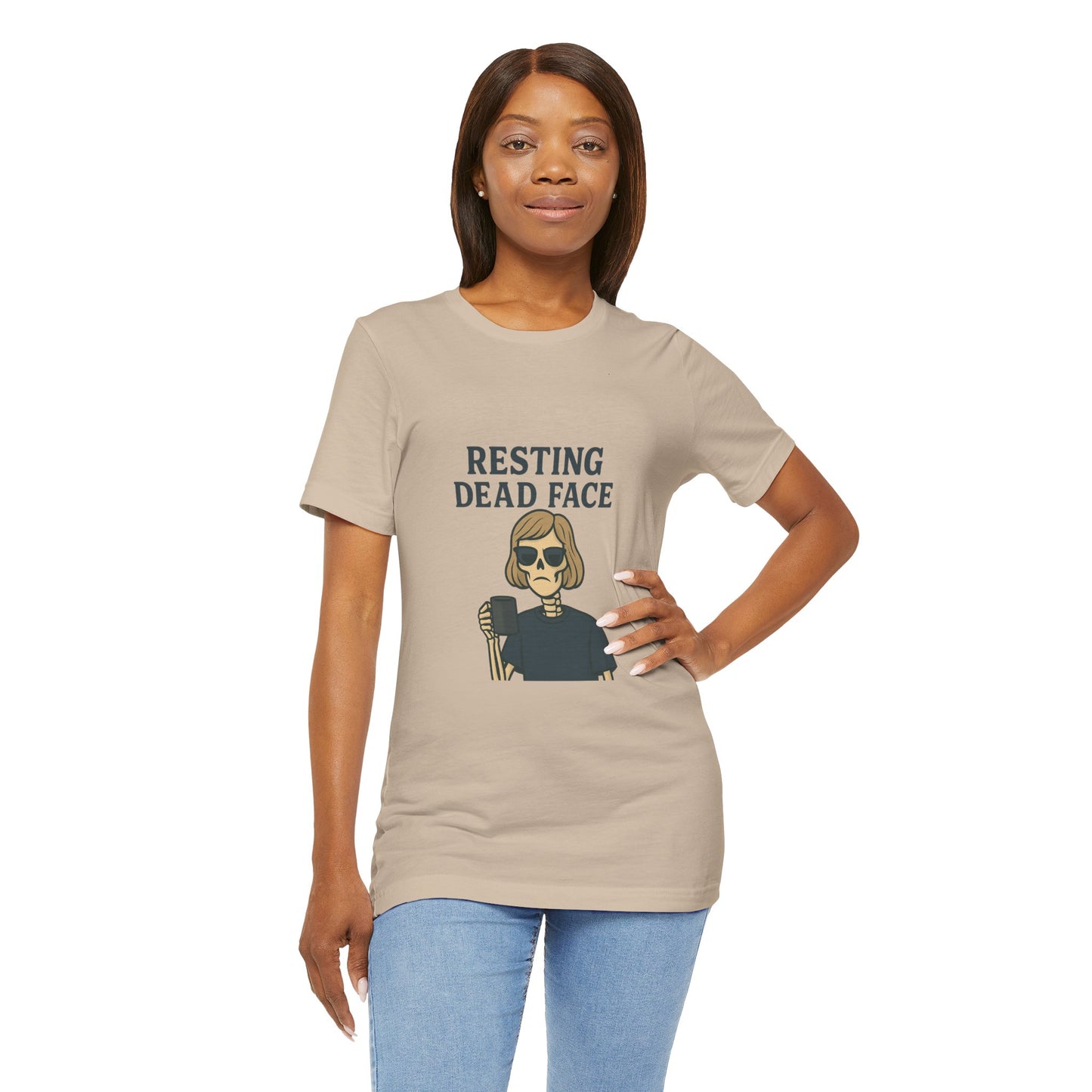 Resting Dead Face T-Shirt / Funny Skeleton Coffee Shirt | Burnout Humor Tee for Women | Dead Mans Club / Resting Dead Face Unisex Tee