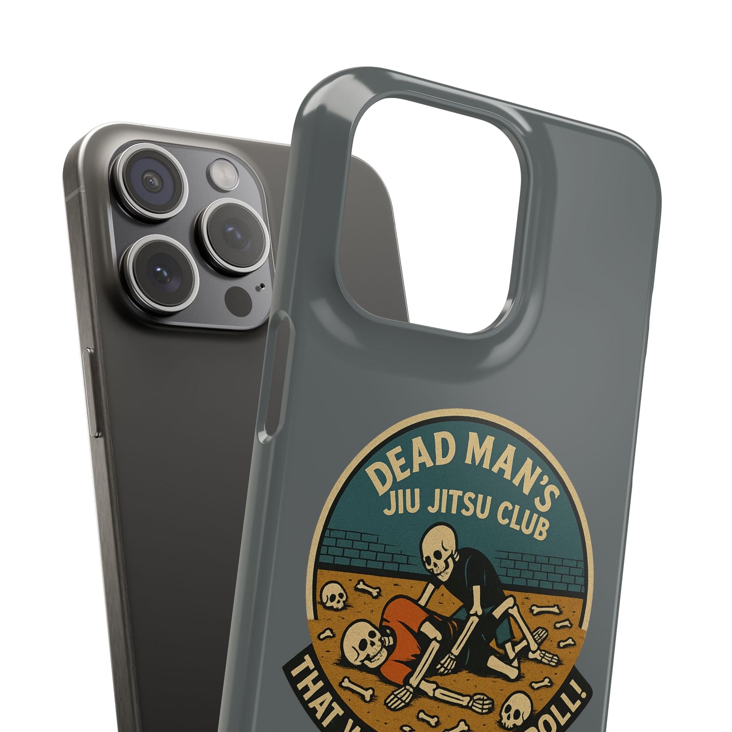 Dead Mans Jiu Jitsu Club iPhone Case That Was a Brutal Roll Skeleton Grappling Design
