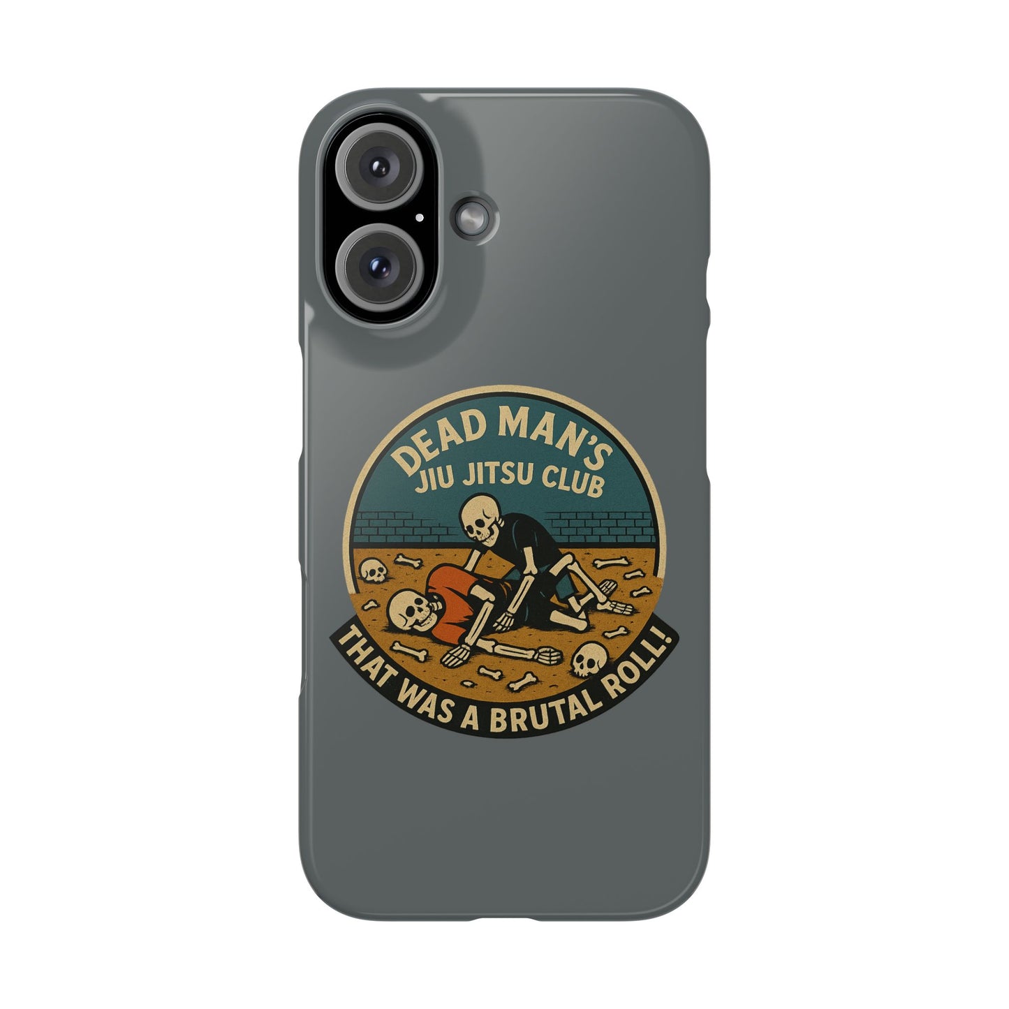 Dead Mans Jiu Jitsu Club iPhone Case That Was a Brutal Roll Skeleton Grappling Design