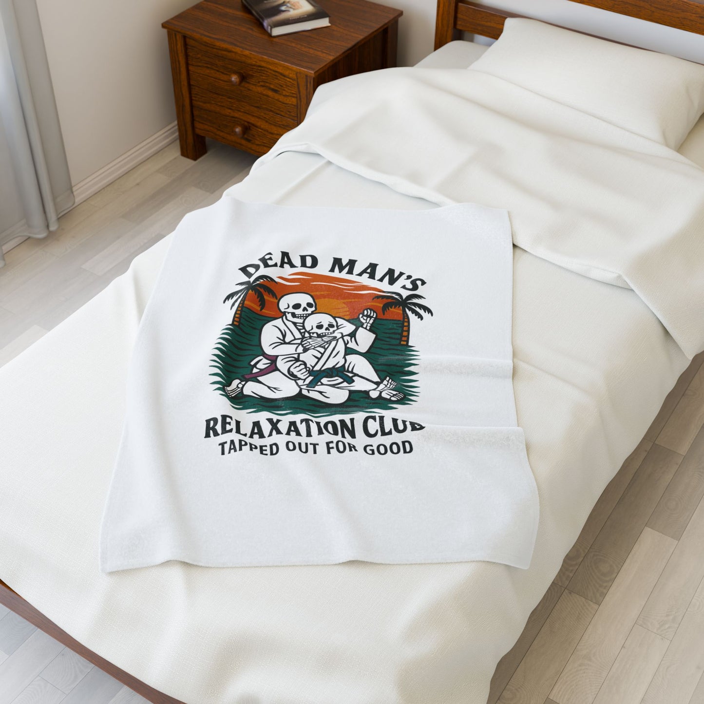 Dead Mans Relaxation Club Velveteen Blanket / Tapped Out for Good Cozy Throw for Halloween, Home Decor, Gift for Friends, Skull Vibe