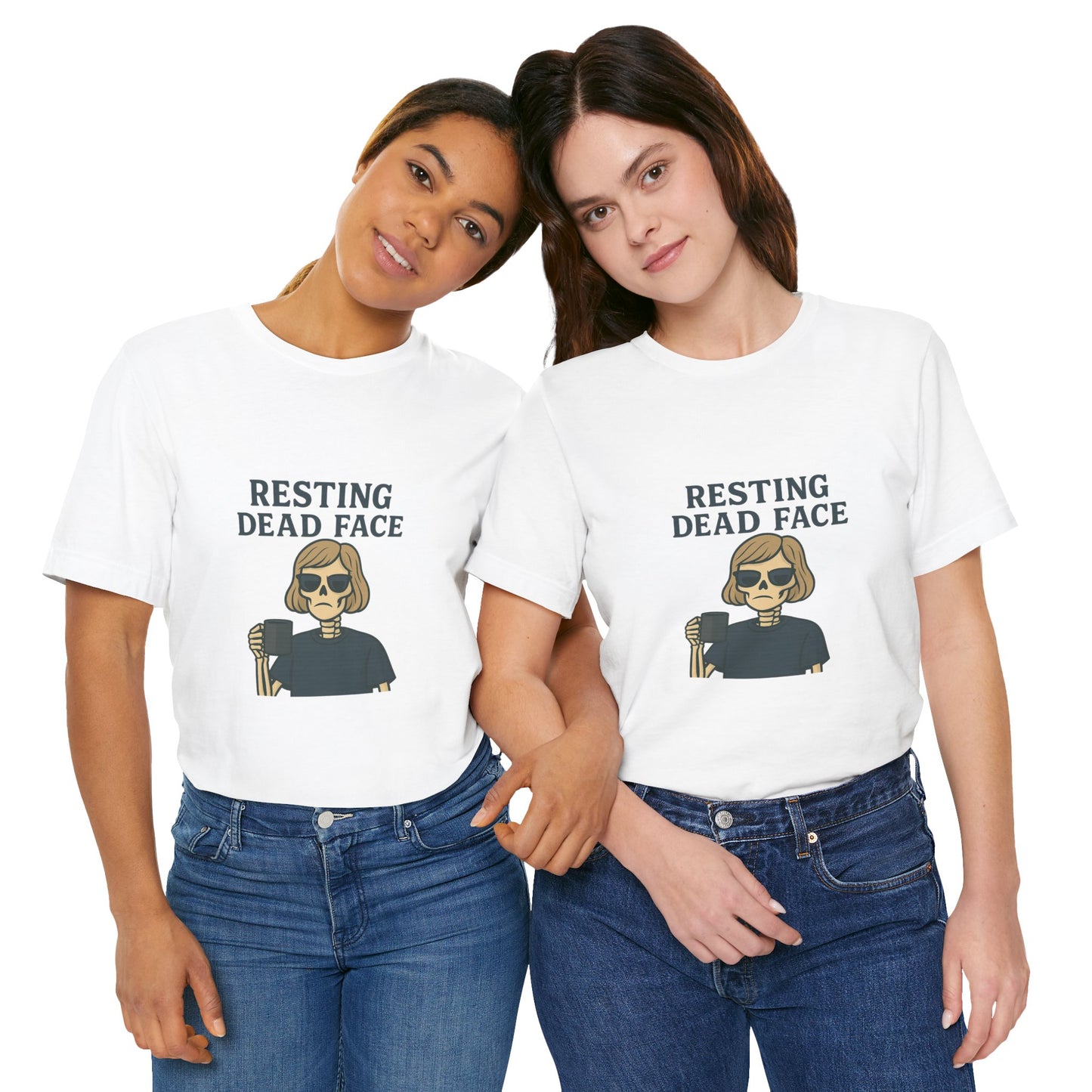 Resting Dead Face T-Shirt / Funny Skeleton Coffee Shirt | Burnout Humor Tee for Women | Dead Mans Club / Resting Dead Face Unisex Tee
