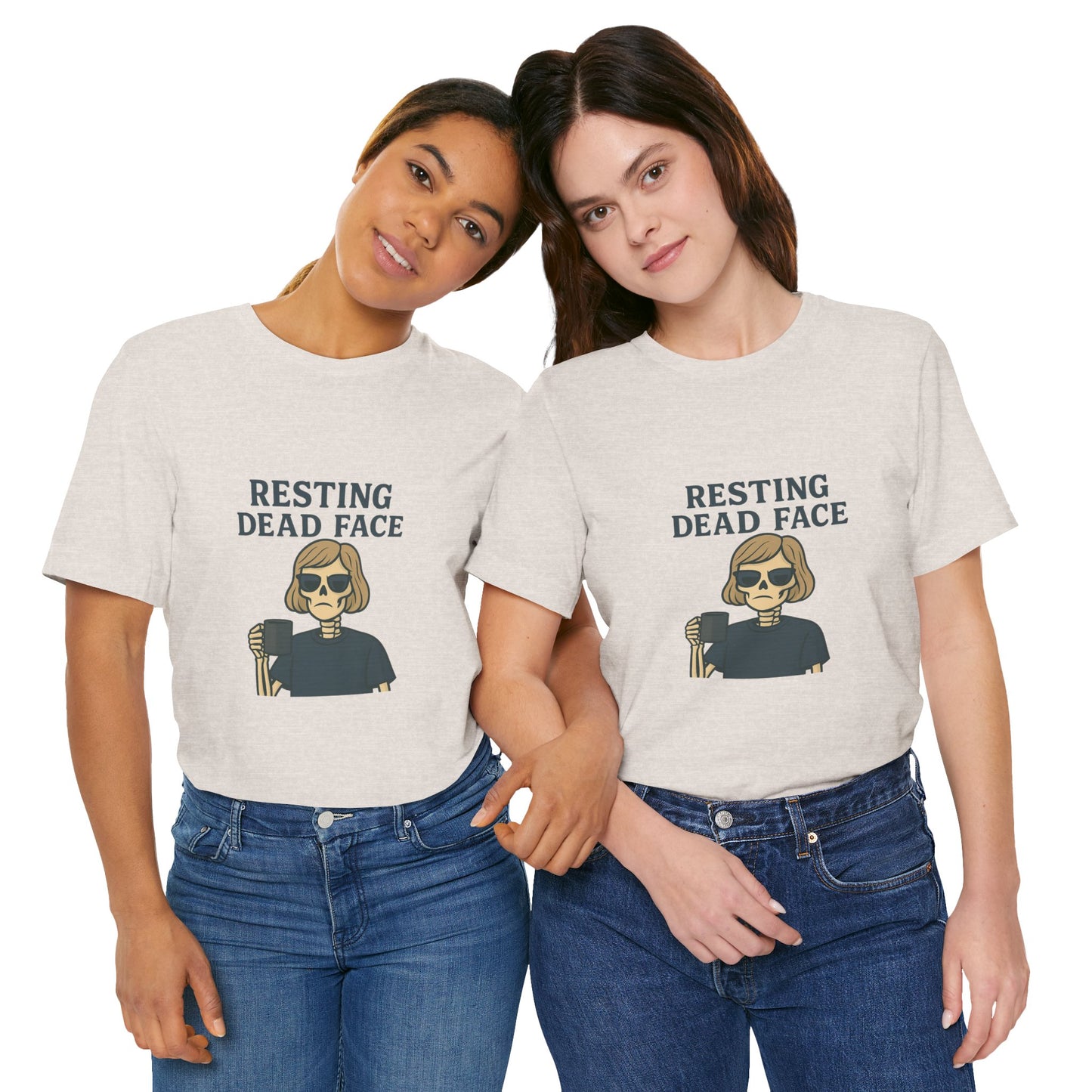 Resting Dead Face T-Shirt / Funny Skeleton Coffee Shirt | Burnout Humor Tee for Women | Dead Mans Club / Resting Dead Face Unisex Tee