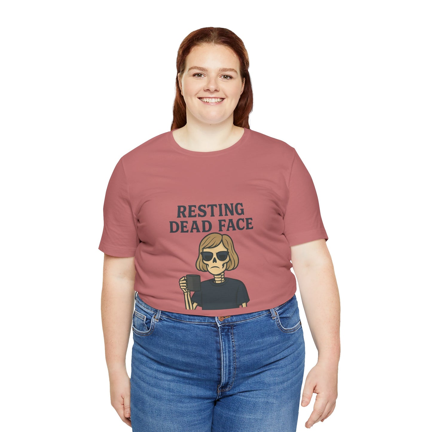 Resting Dead Face T-Shirt / Funny Skeleton Coffee Shirt | Burnout Humor Tee for Women | Dead Mans Club / Resting Dead Face Unisex Tee
