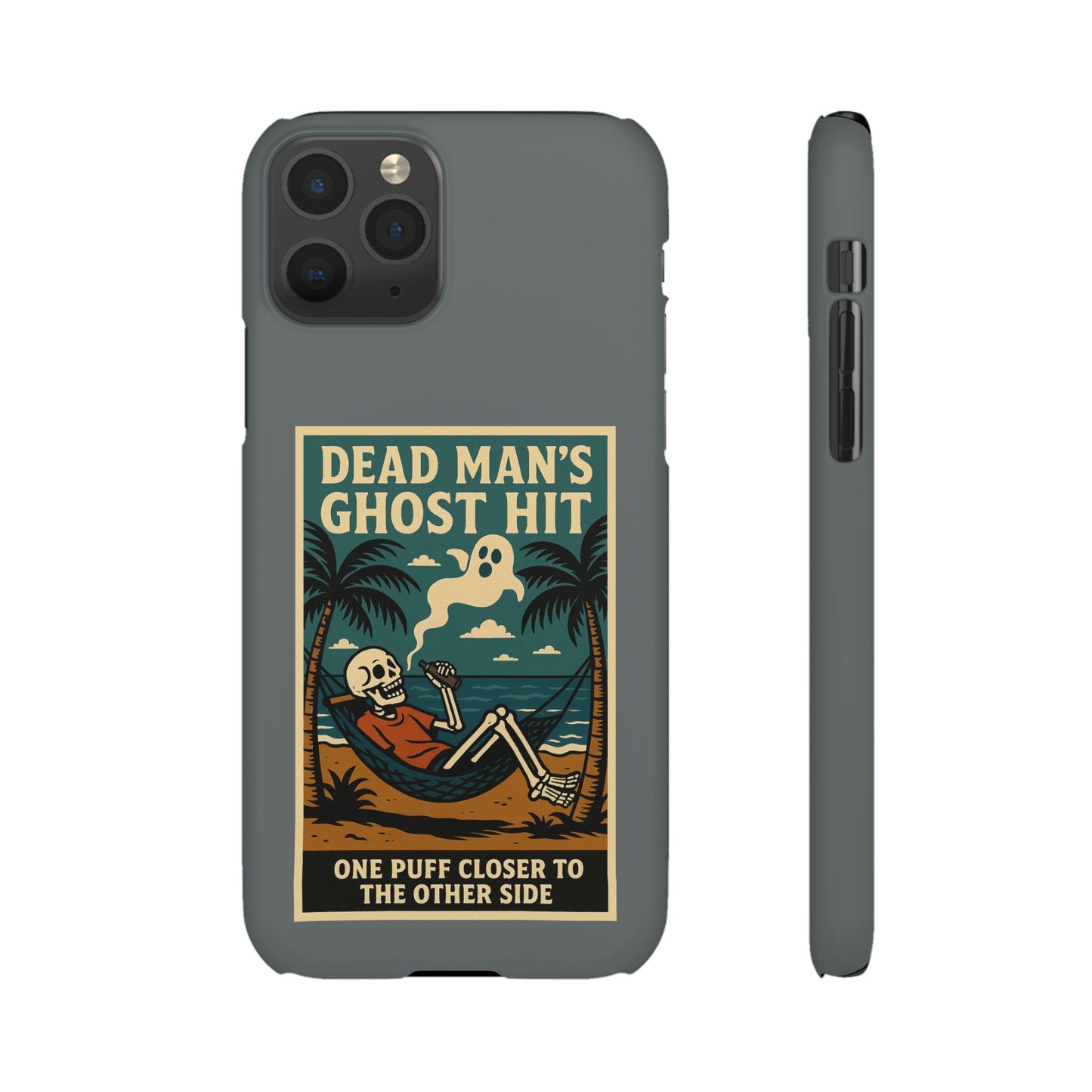 Dead Mans Ghost Hit iPhone Case One Puff Closer to the Other Side Skeleton Vibe Design