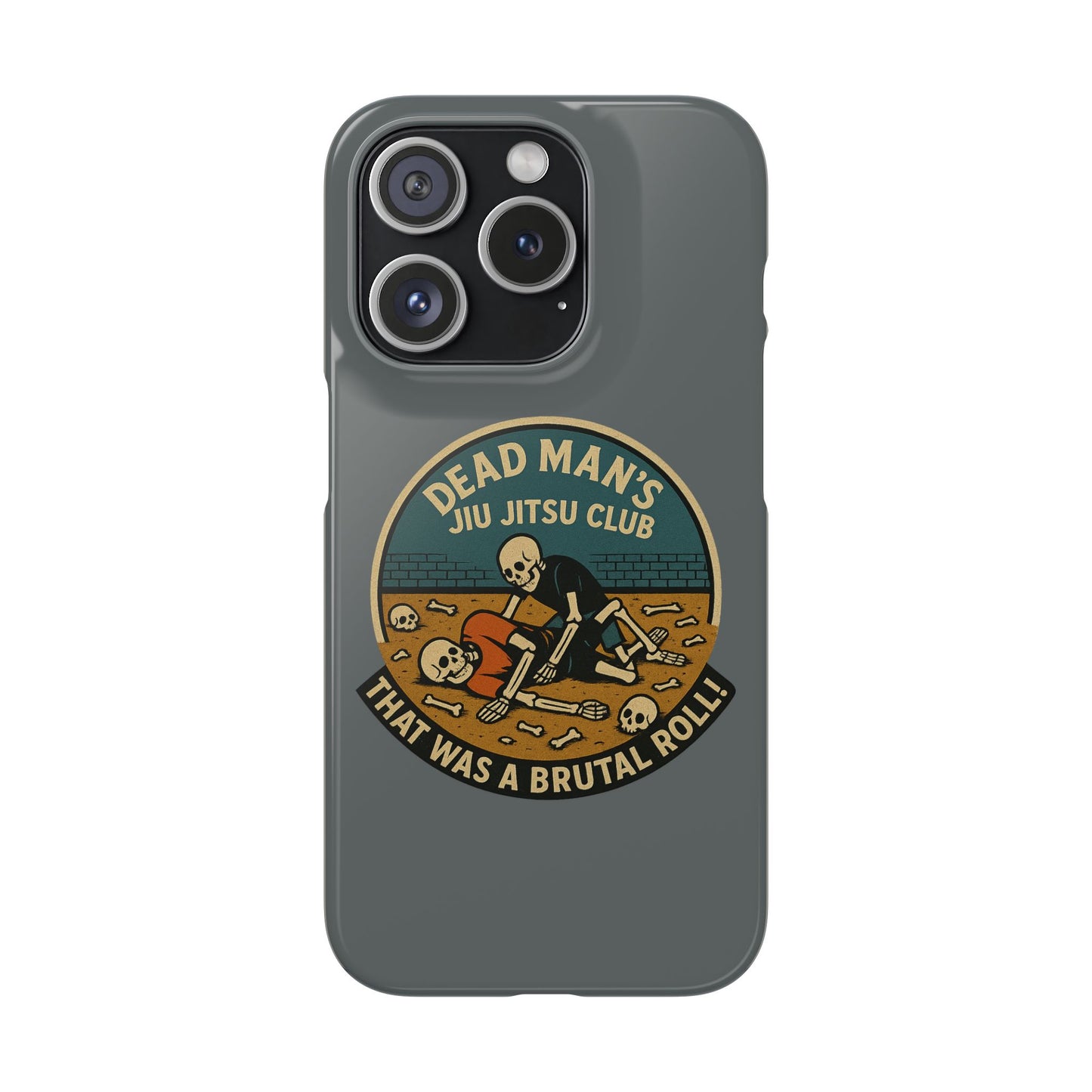 Dead Mans Jiu Jitsu Club iPhone Case That Was a Brutal Roll Skeleton Grappling Design